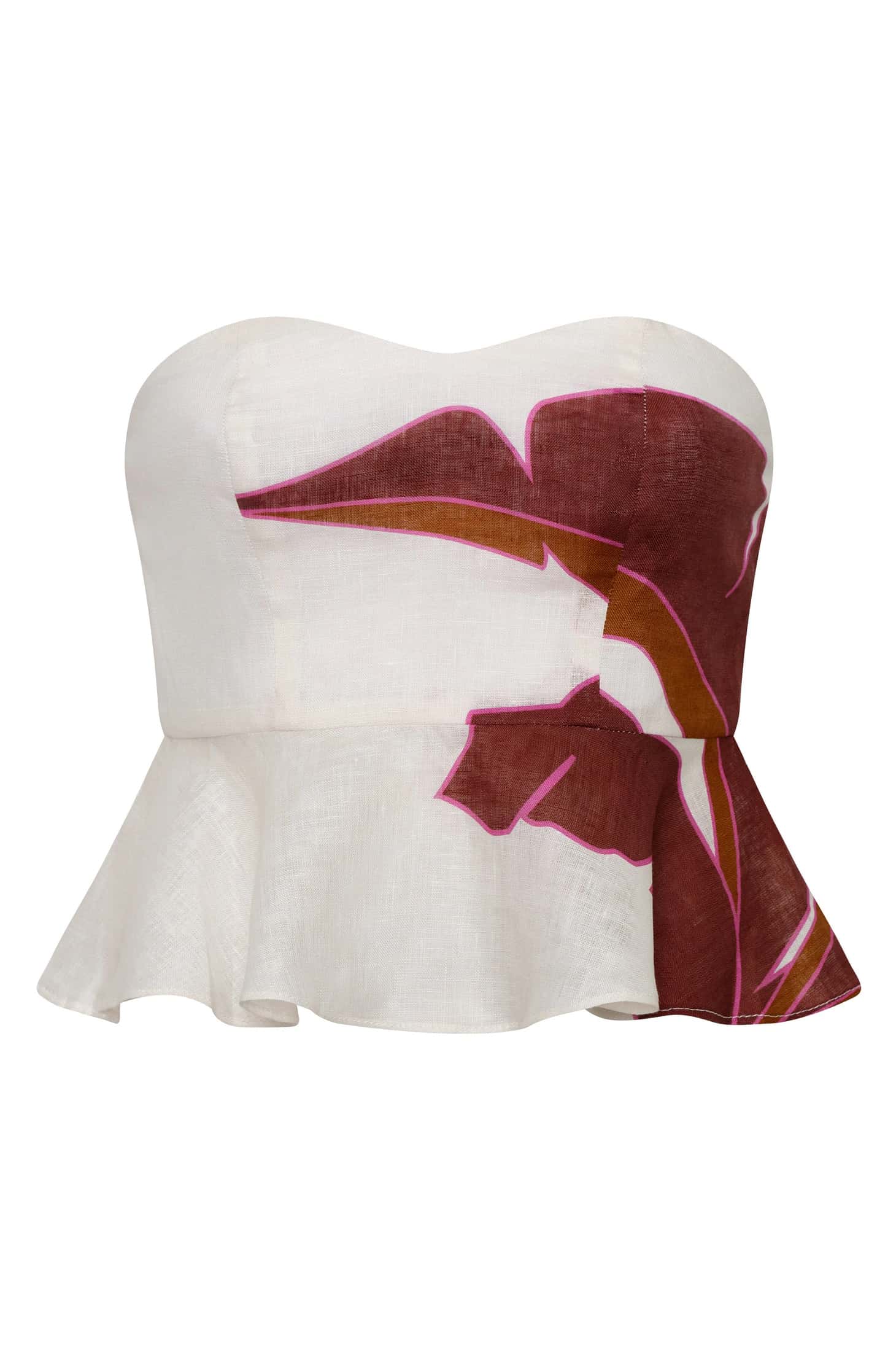 Peplum Linen Top / Fuchsia Palms