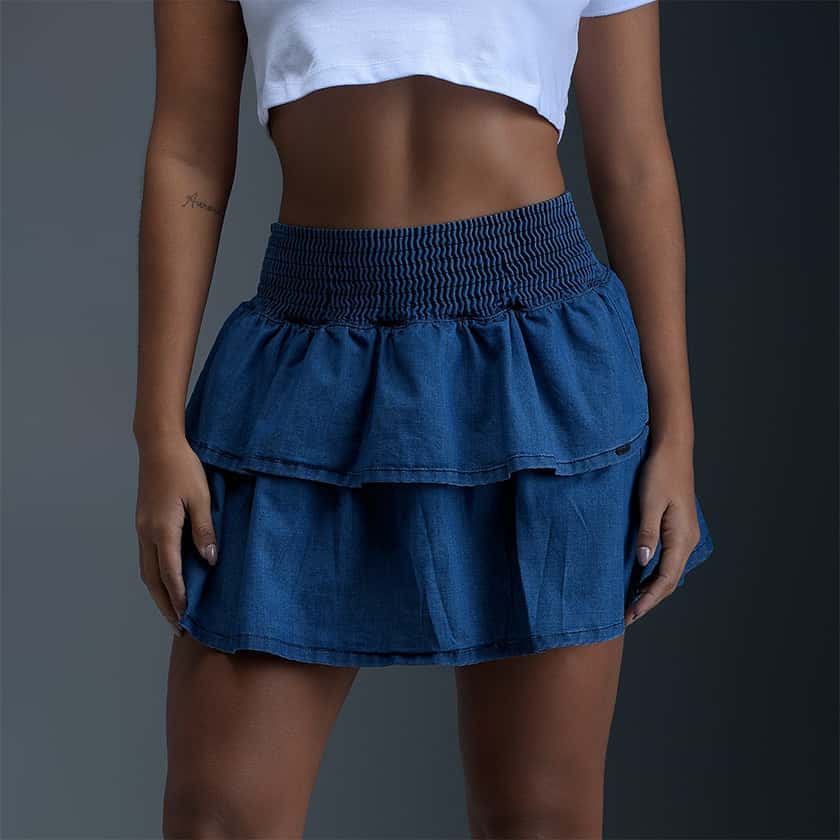 Falda Denim Azul Mujer