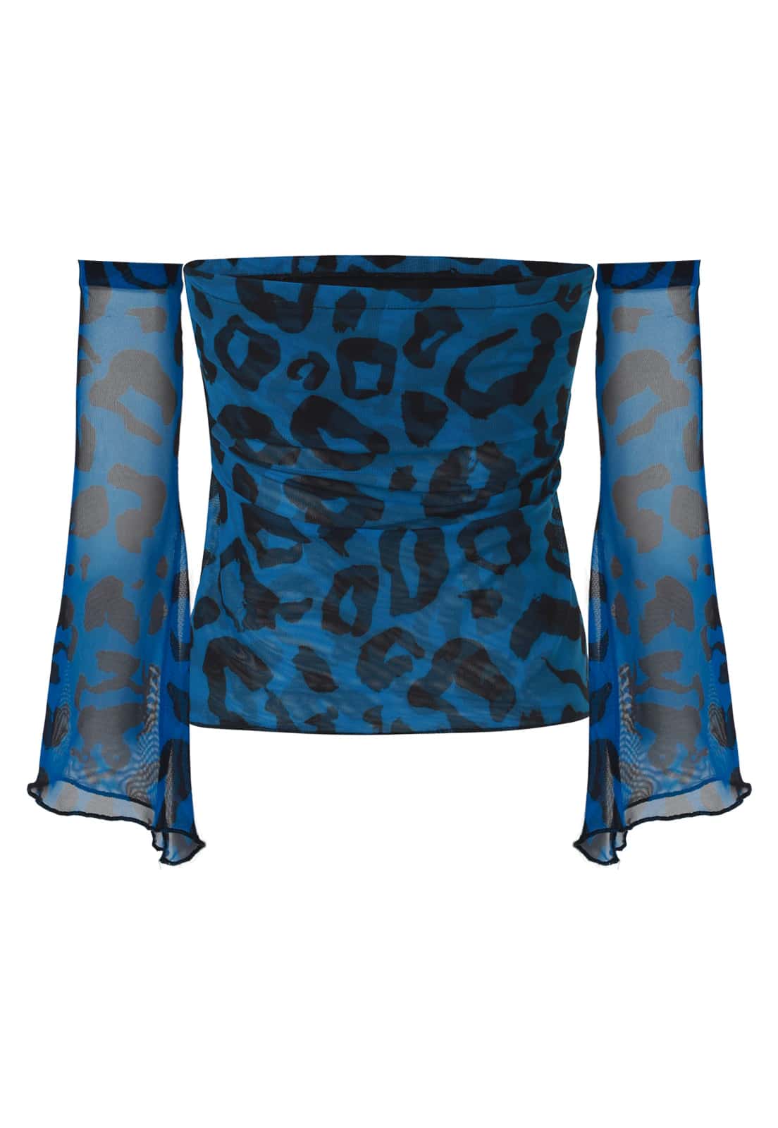 Blue Black Leopard Mesh Top + Gloves - miniatura 12