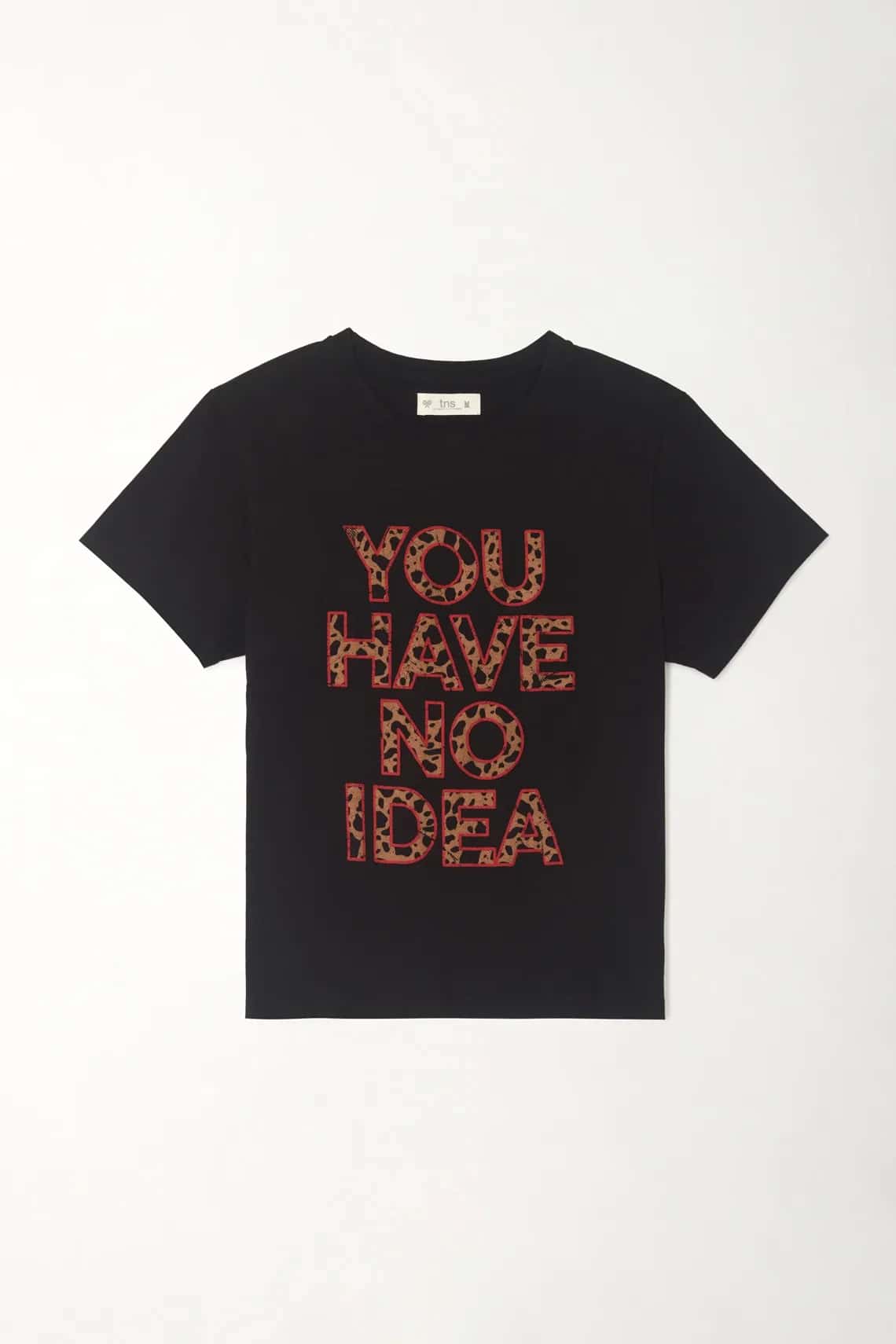 Camiseta básica estampada negra para mujer