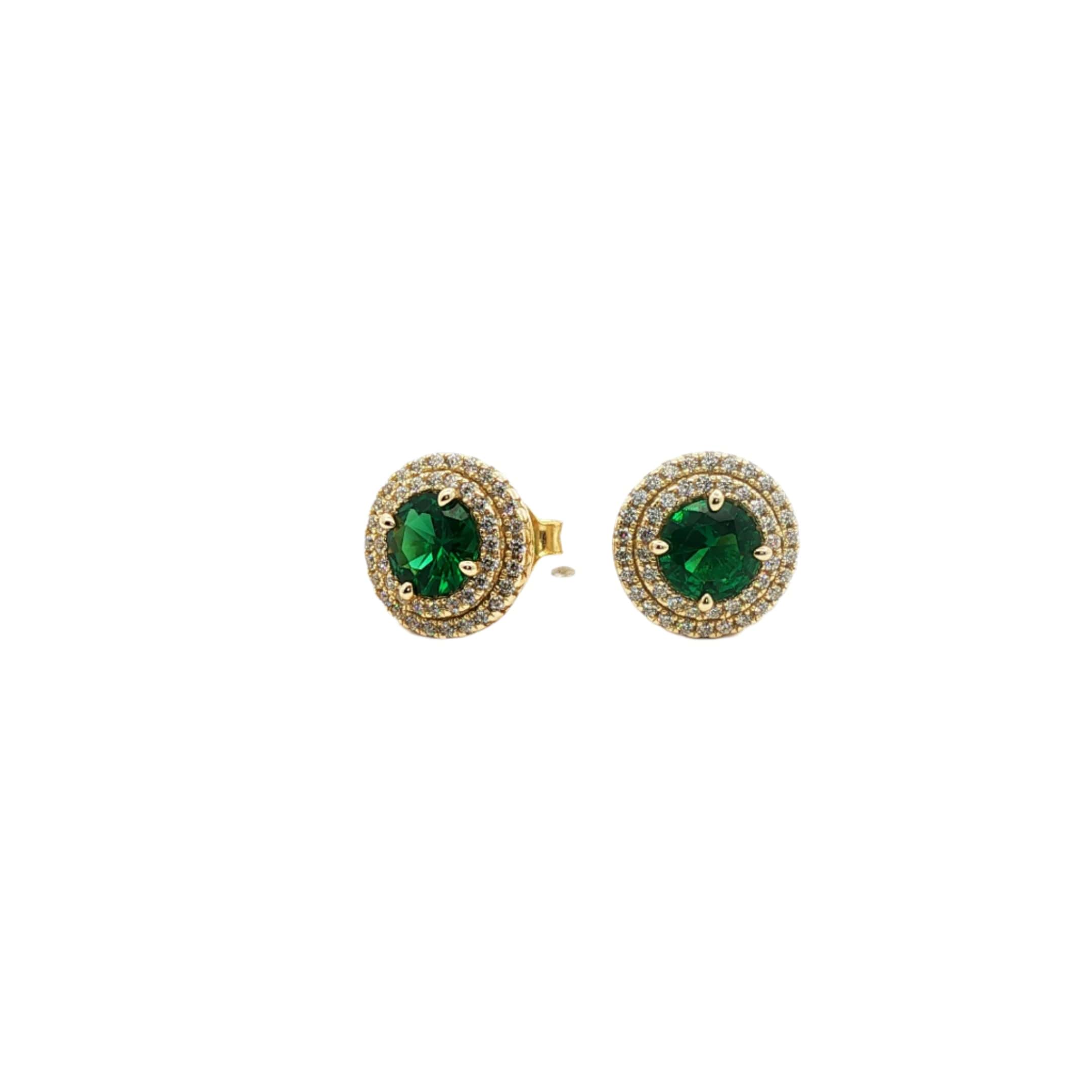 Double Halo Earrings Green