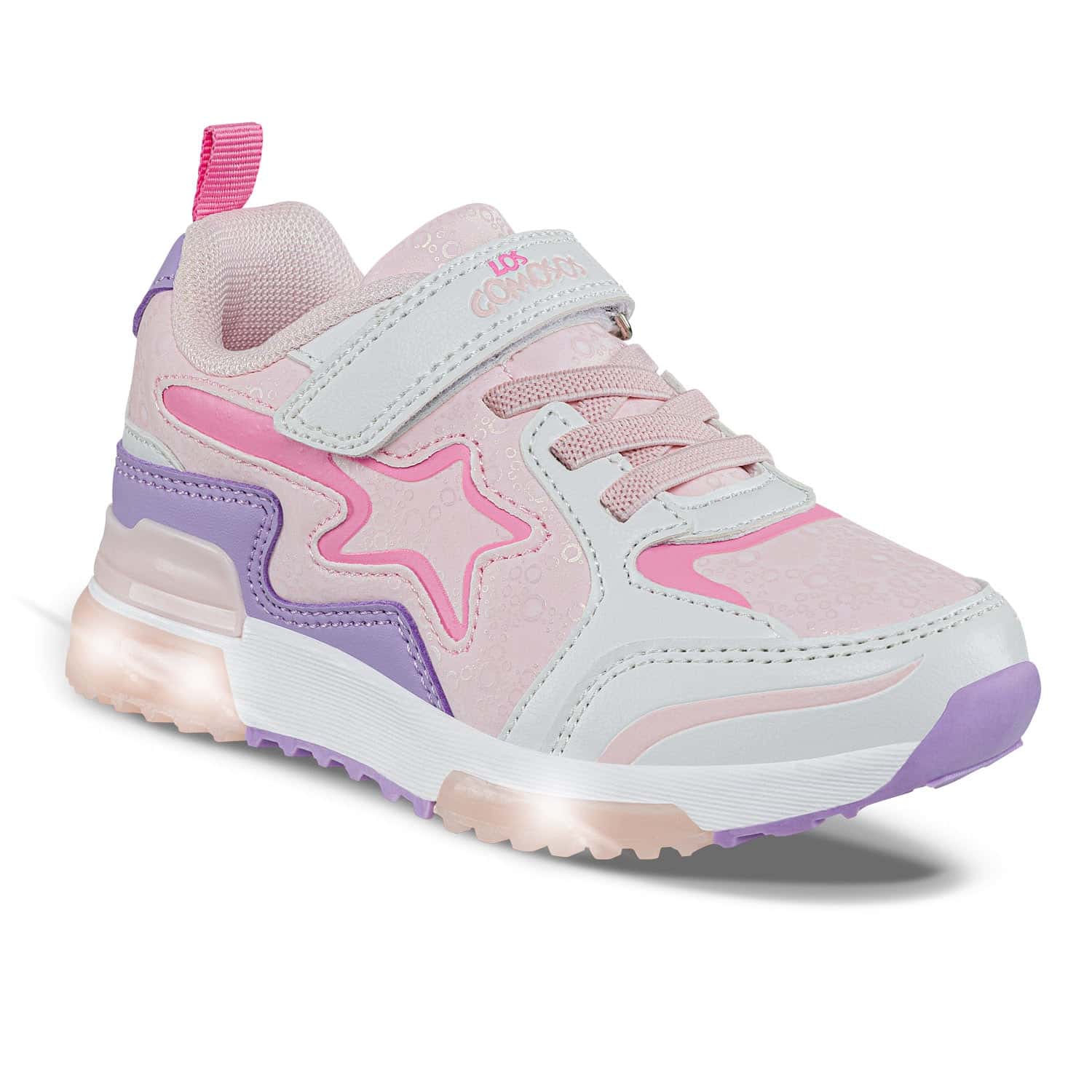 Tenis con Luces Gypin Blanco-Rosa Los Gomosos para Niña
