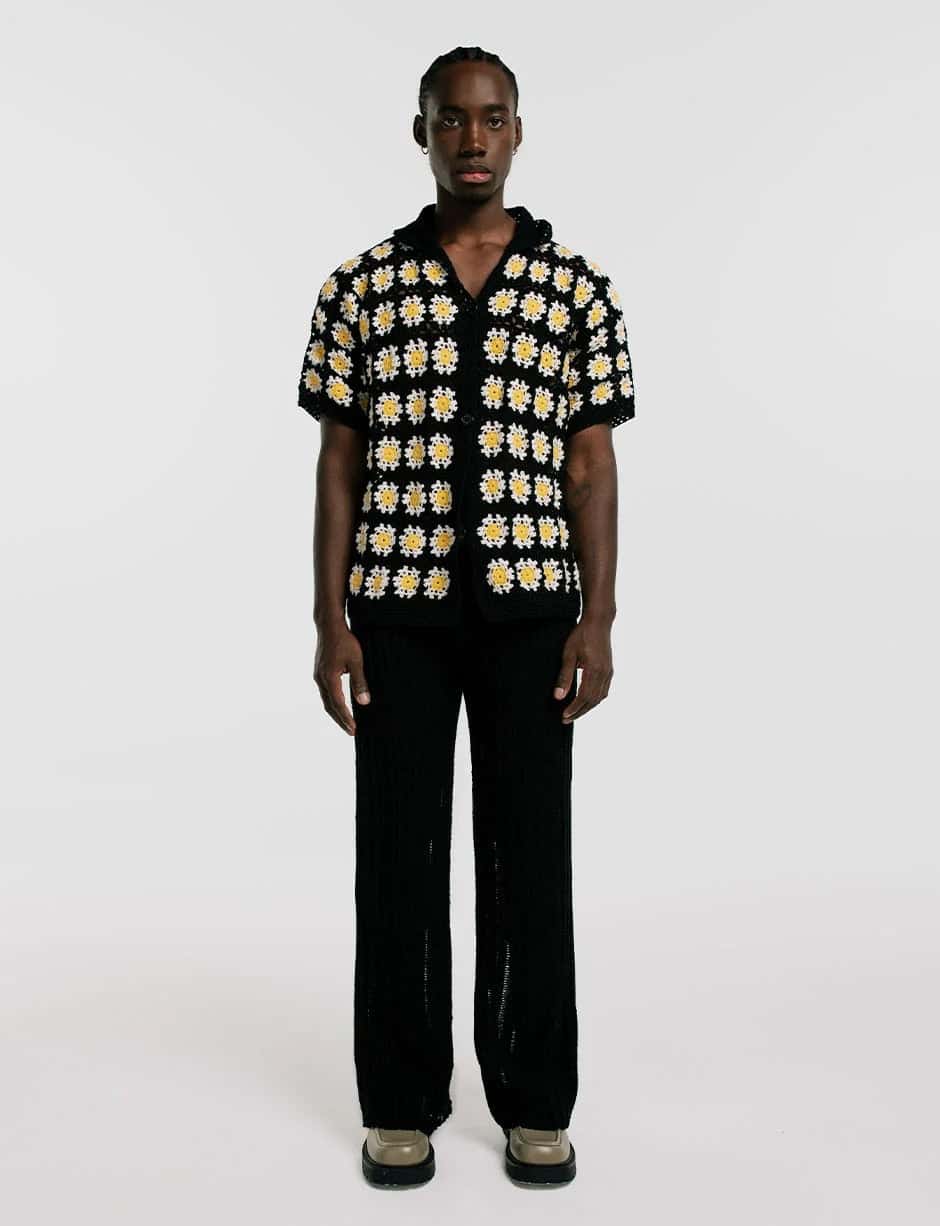 Guayabera Flores Crochet Hombre