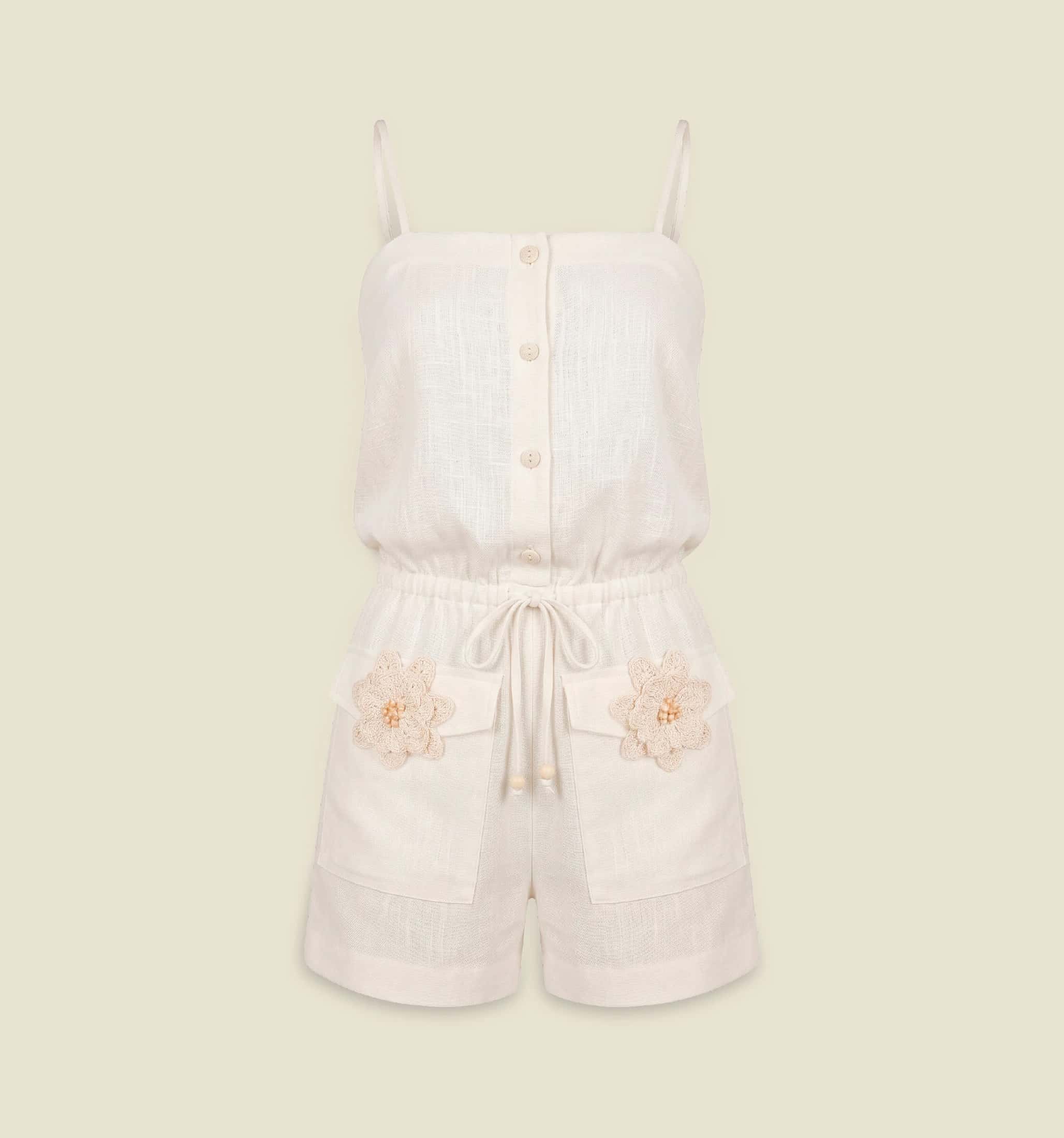 Enterizo short con flores crochet
