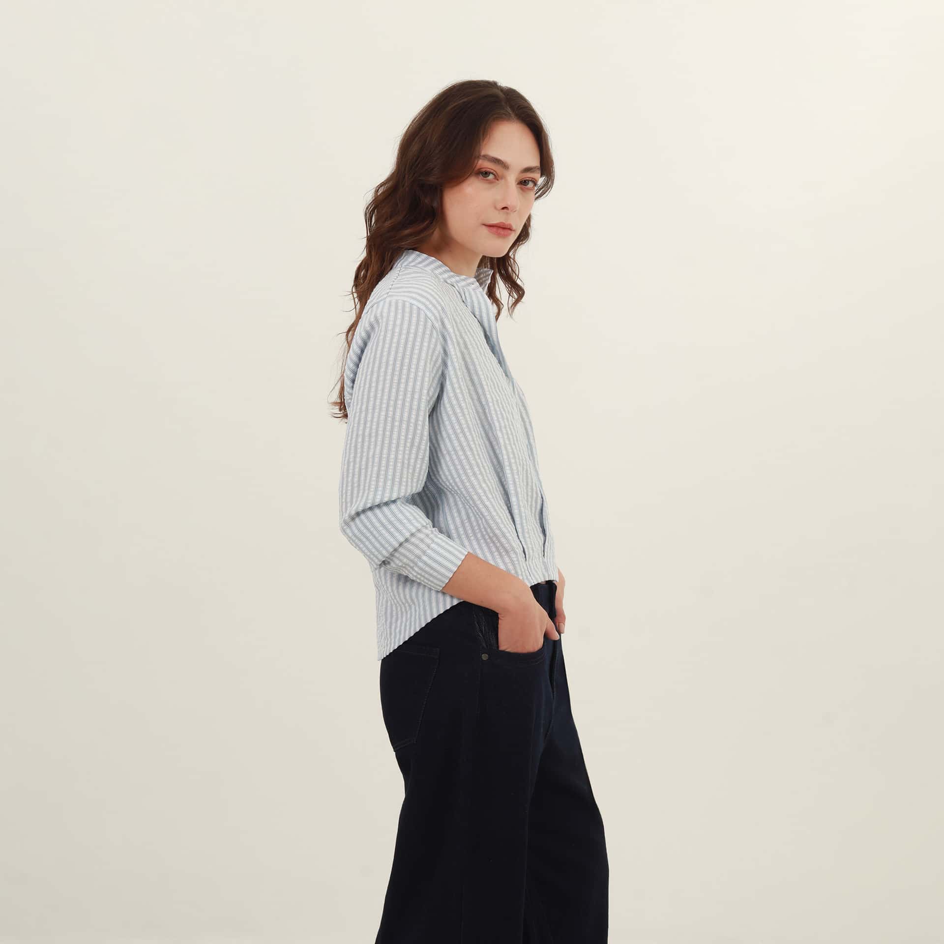 Blusa Cuello Camisero Manga Larga - miniatura 6
