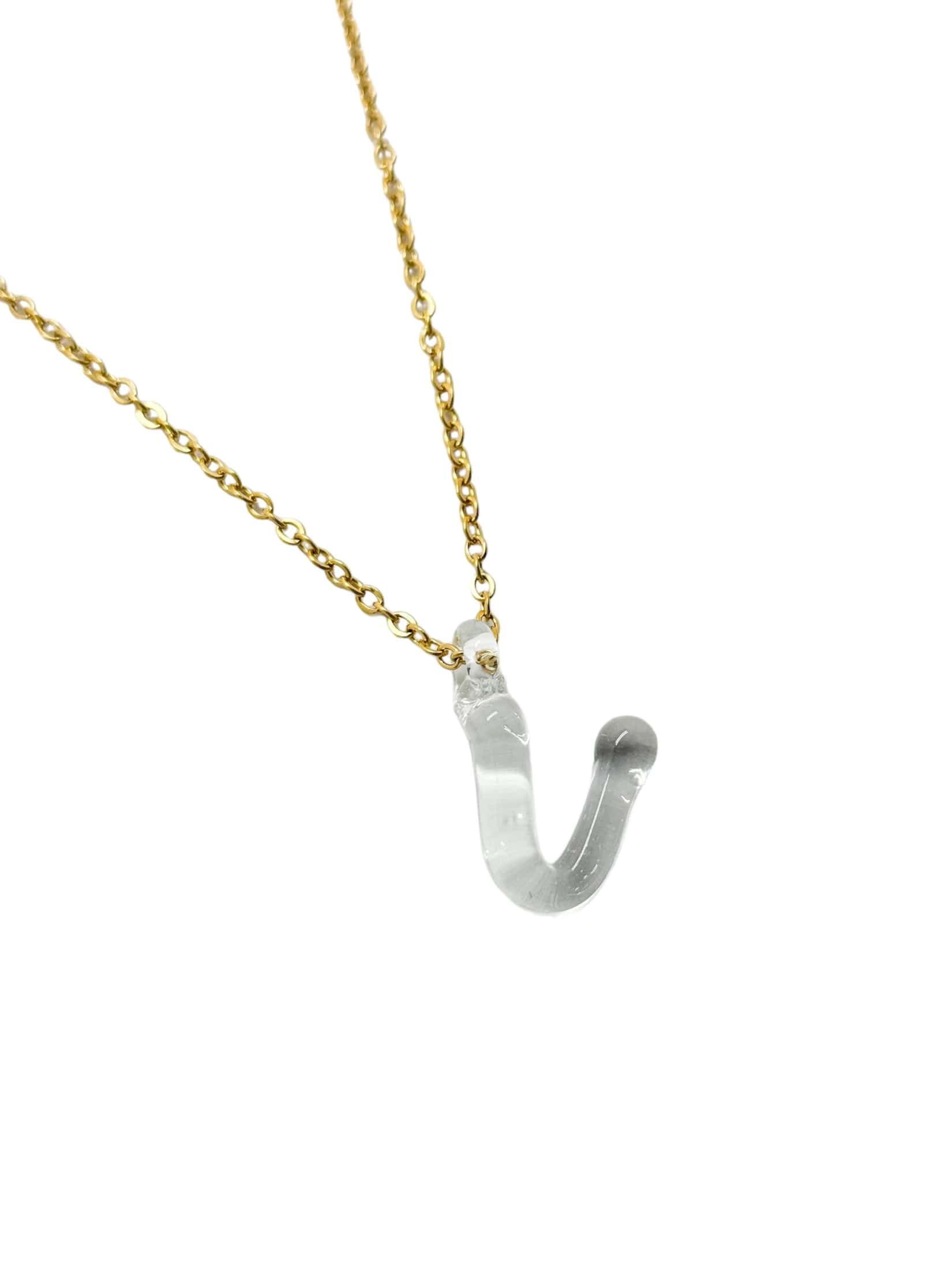 clear glass necklace 1 letter - miniatura 25