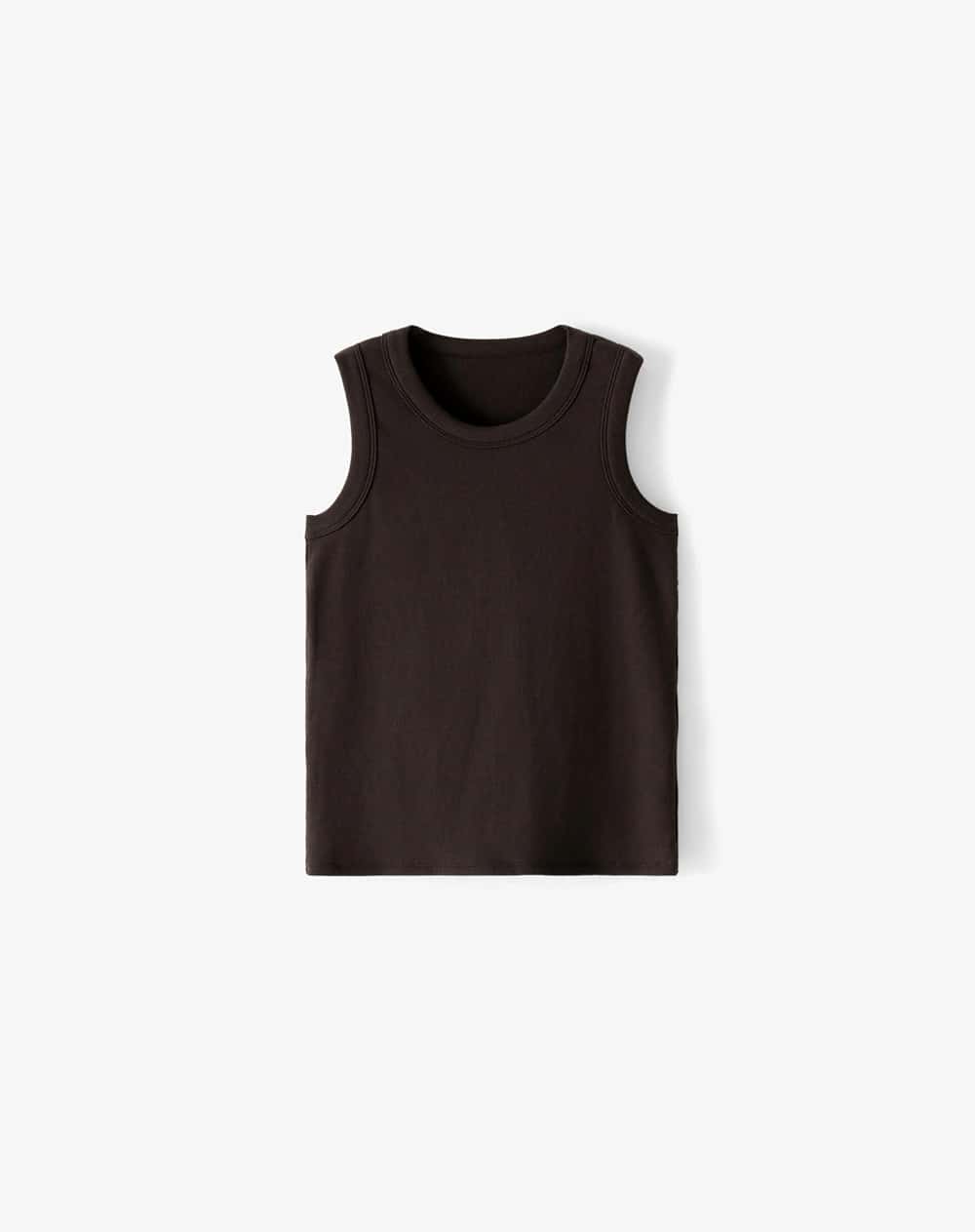 Camiseta esqueleto slim rib algodón café mujer