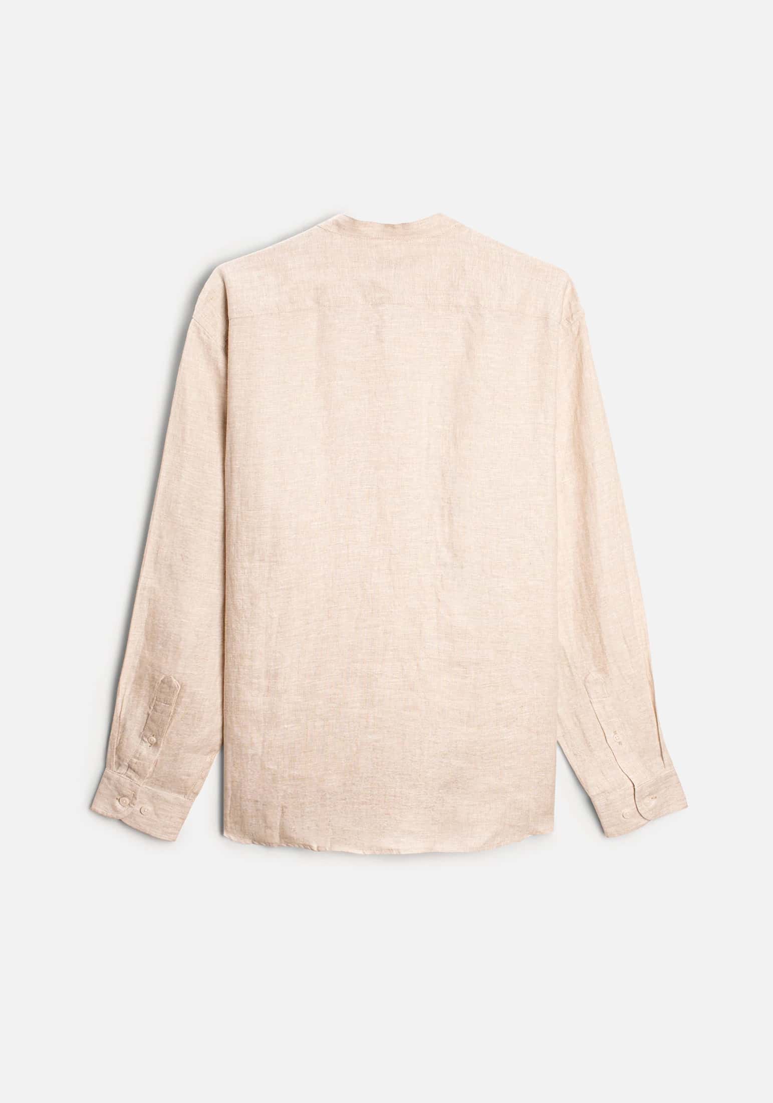 Camisa H Lino Cuello Nerú Bols. Avena - miniatura 4