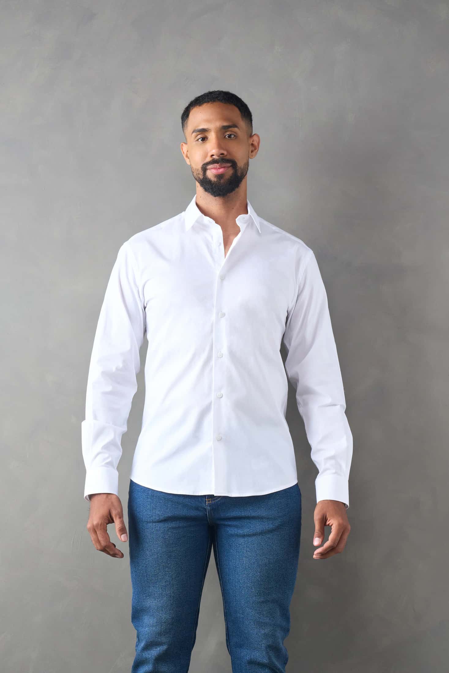 Camisa manga larga slim fit blanco