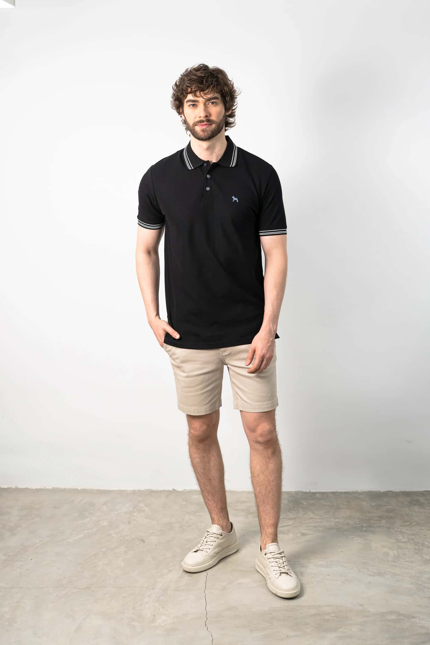 Polo Básica Negro/Blanco