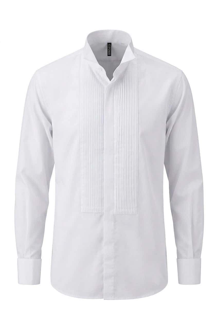 Camisa Cuello Pajarito Plizada en pecho. Botón escondido