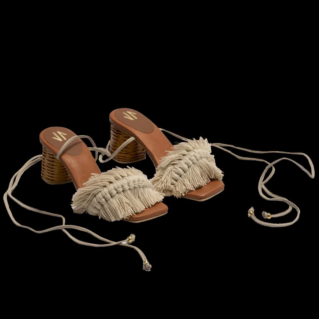 Silvia Cobos Canasto Lace Up Mid Heel Beige
