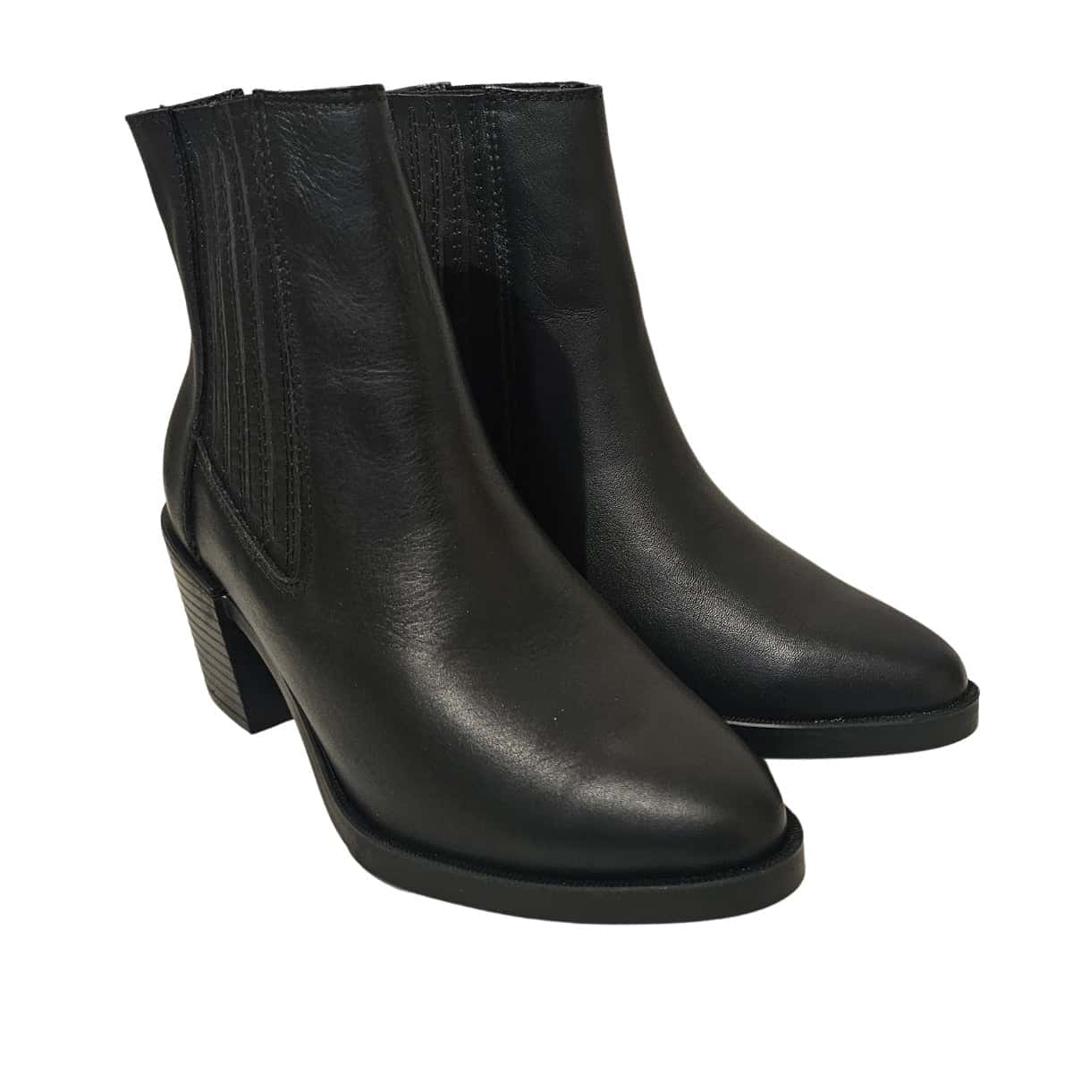 Botas Chelsea Mujer Cuero Negro - miniatura 2