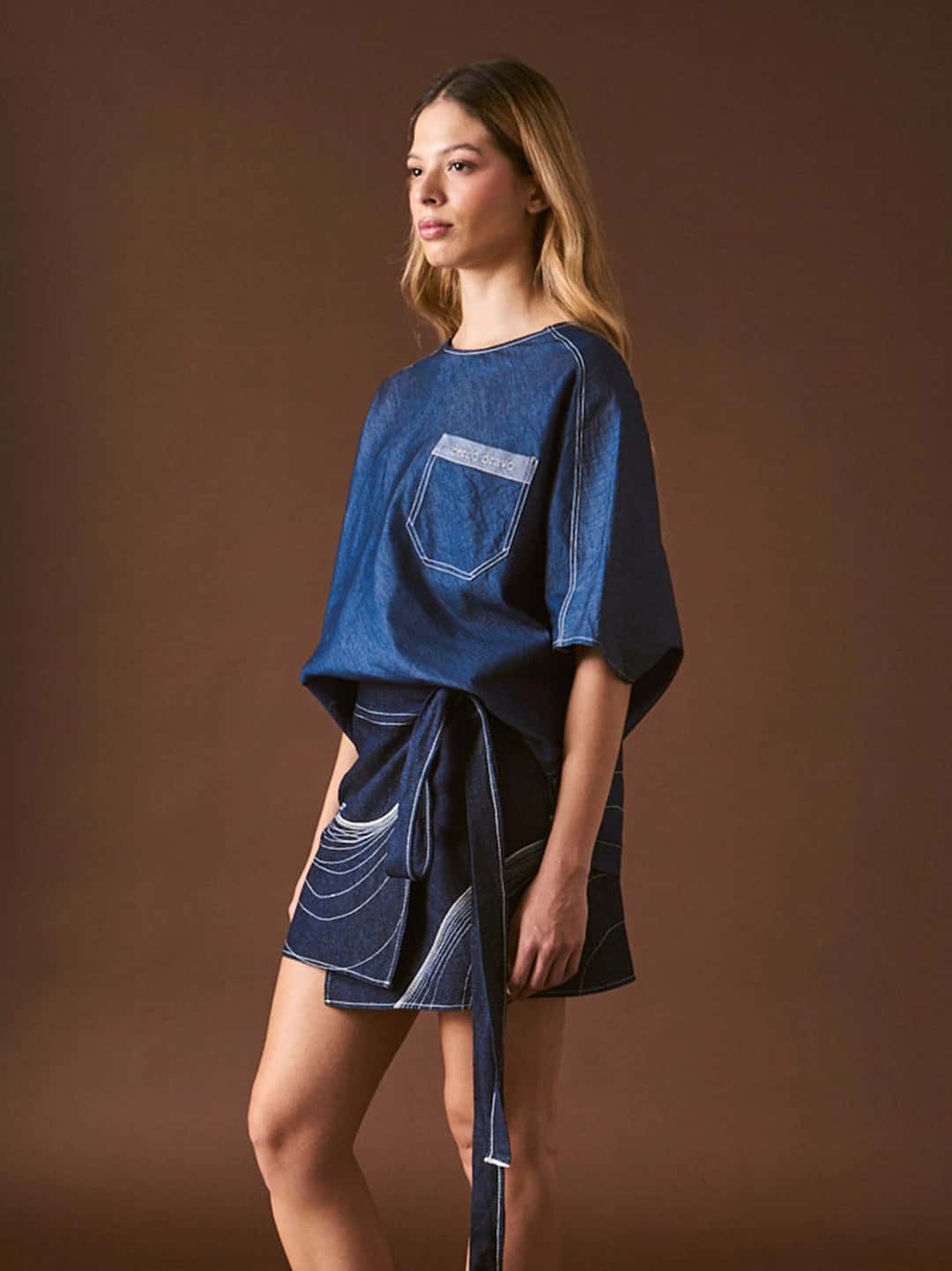 Falda Envolvente en Denim Algodón - miniatura 5