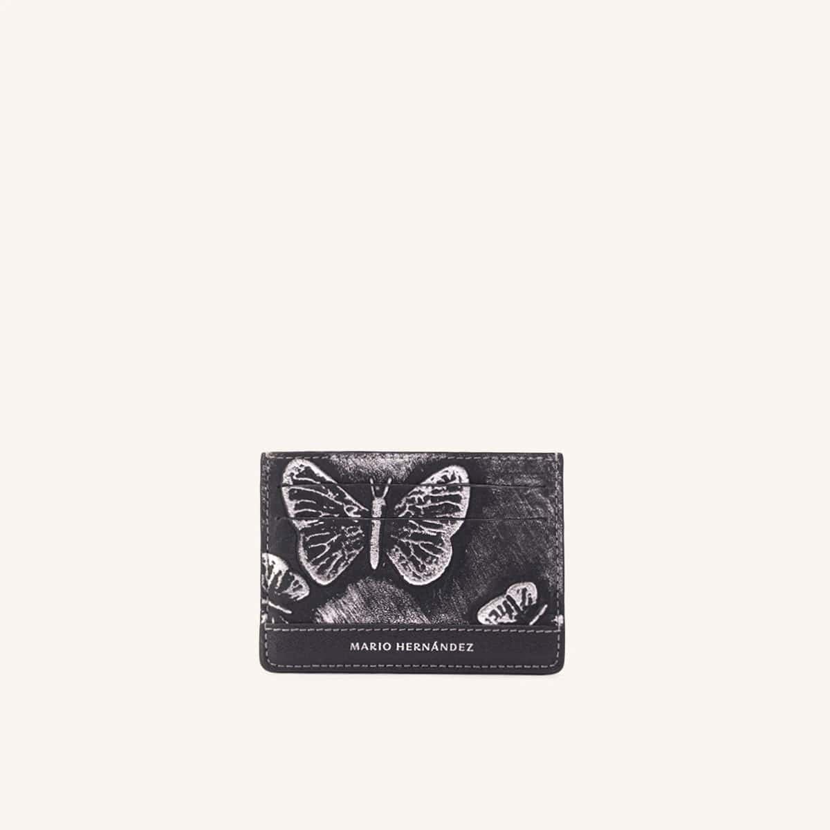Tarjetero Plano Platino Mariposas