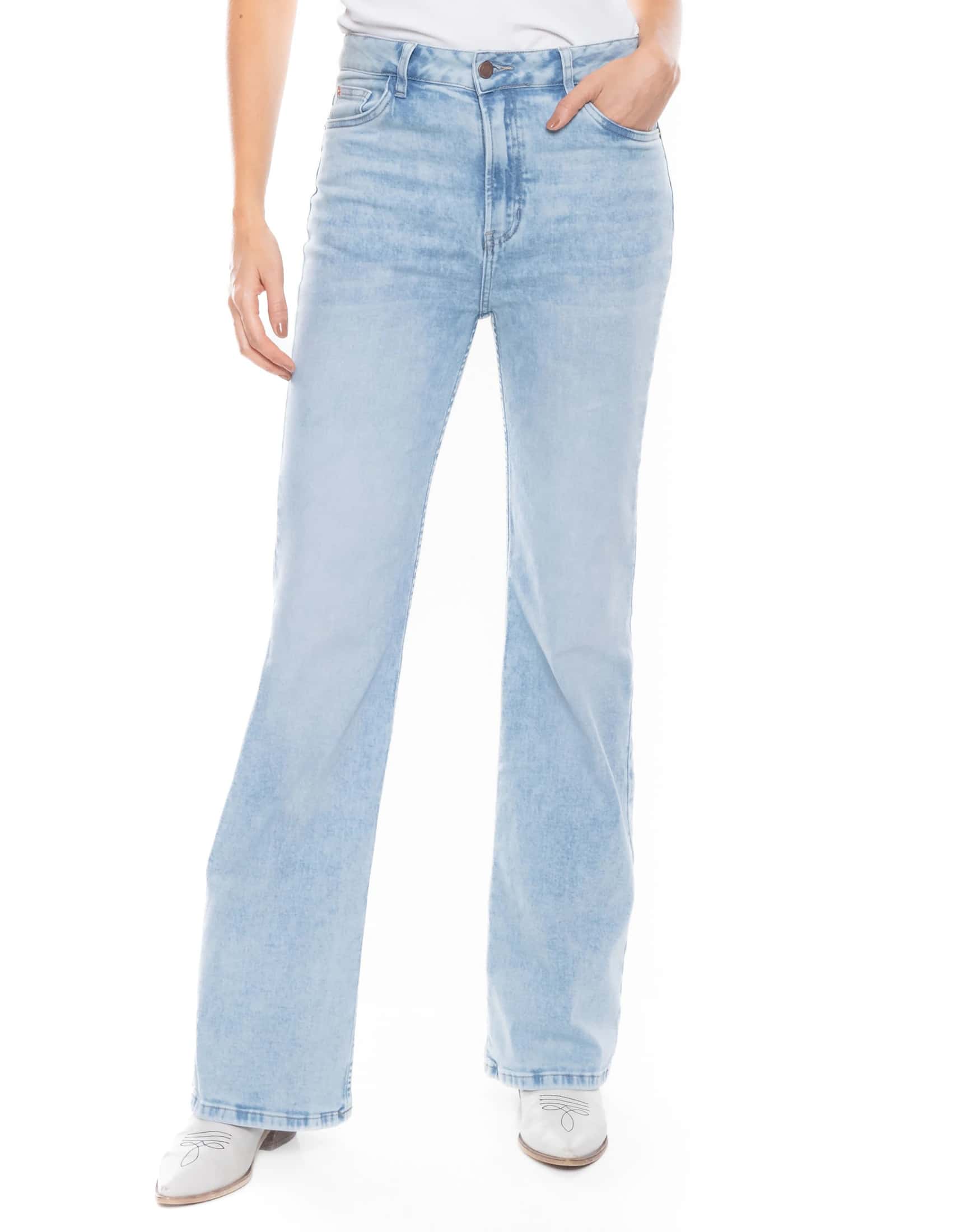 High Waist Flare Jeans Tono Claro