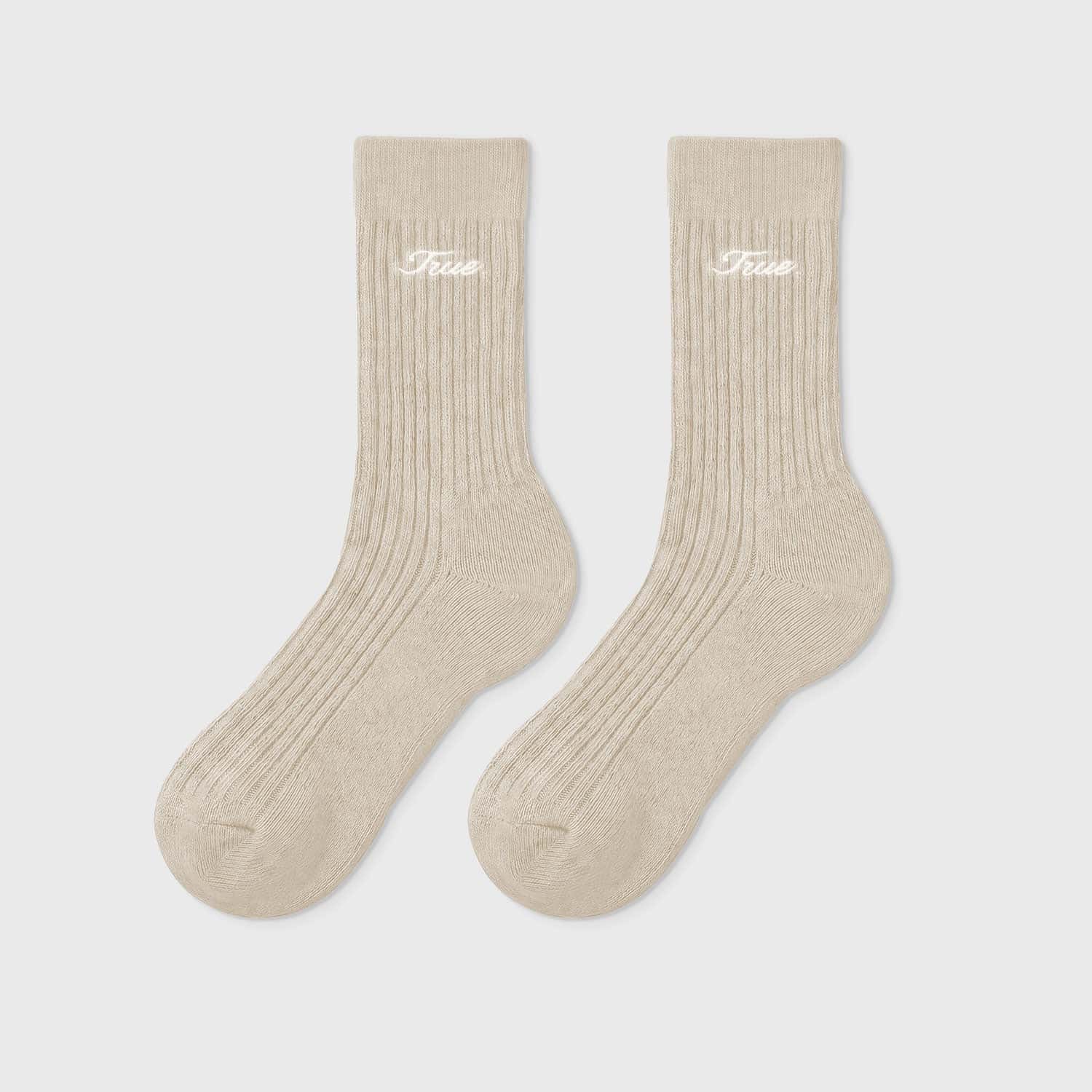 True Ribbed Socks - Camel