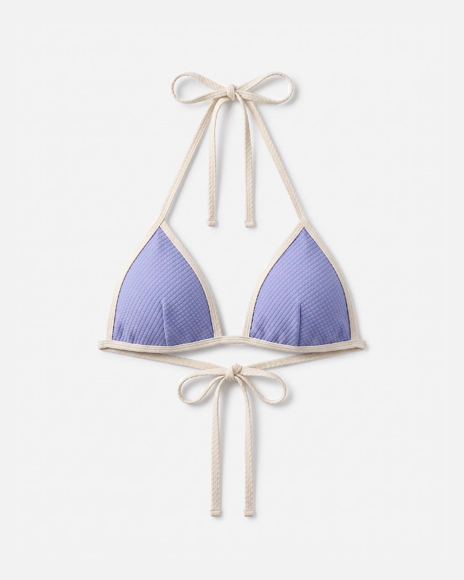 Bikini top con ribete en contraste y lazo / Lavanda Marfil - miniatura 1