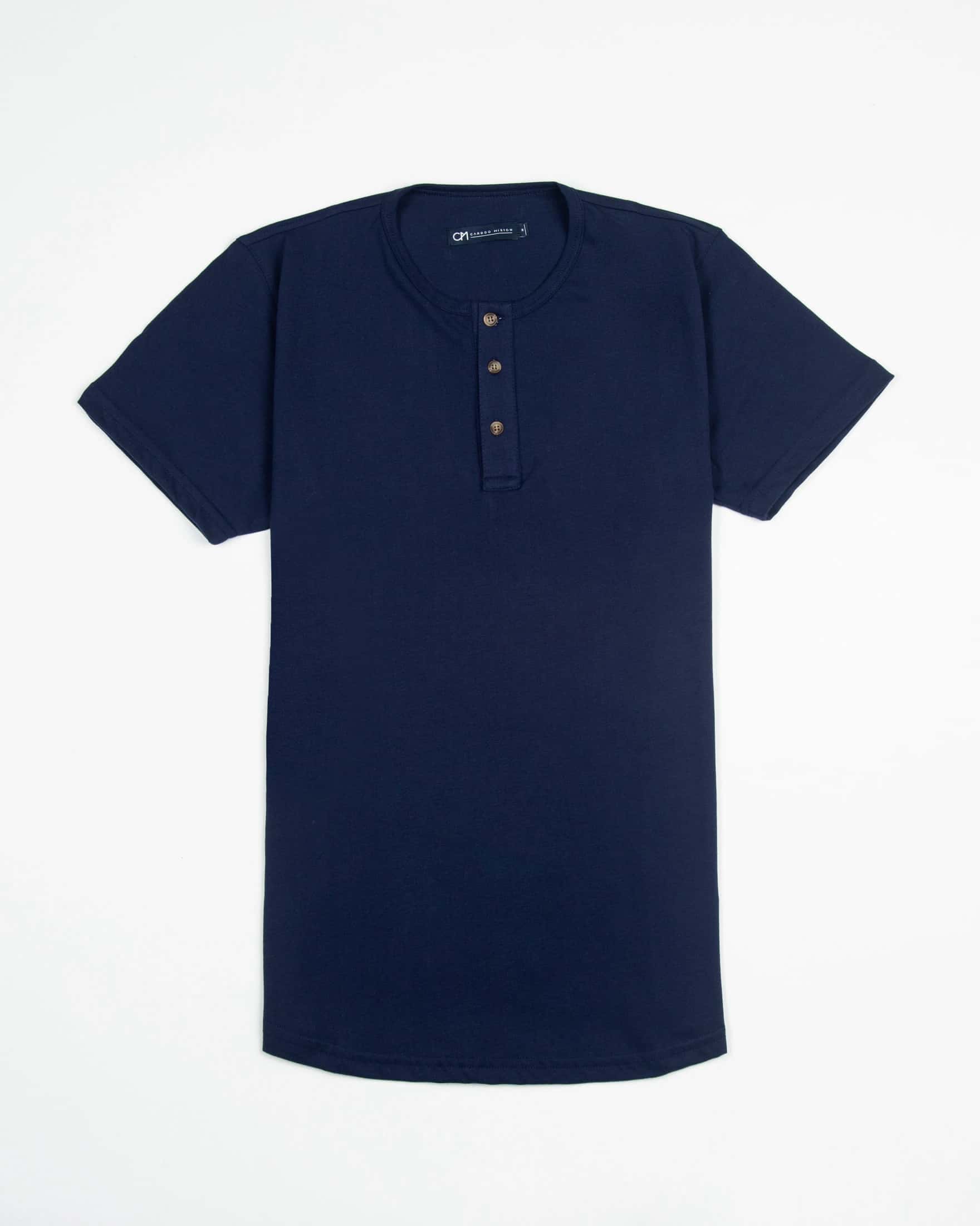 Camiseta Henley Algodón Azul Oscuro - miniatura 3