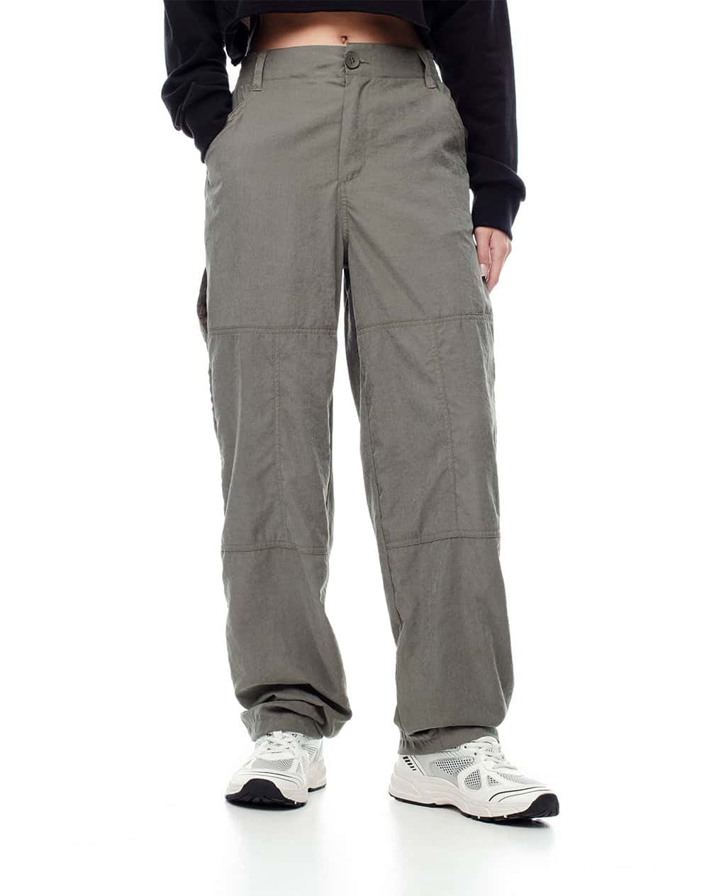 Pantalón recto tiro medio verde mujer