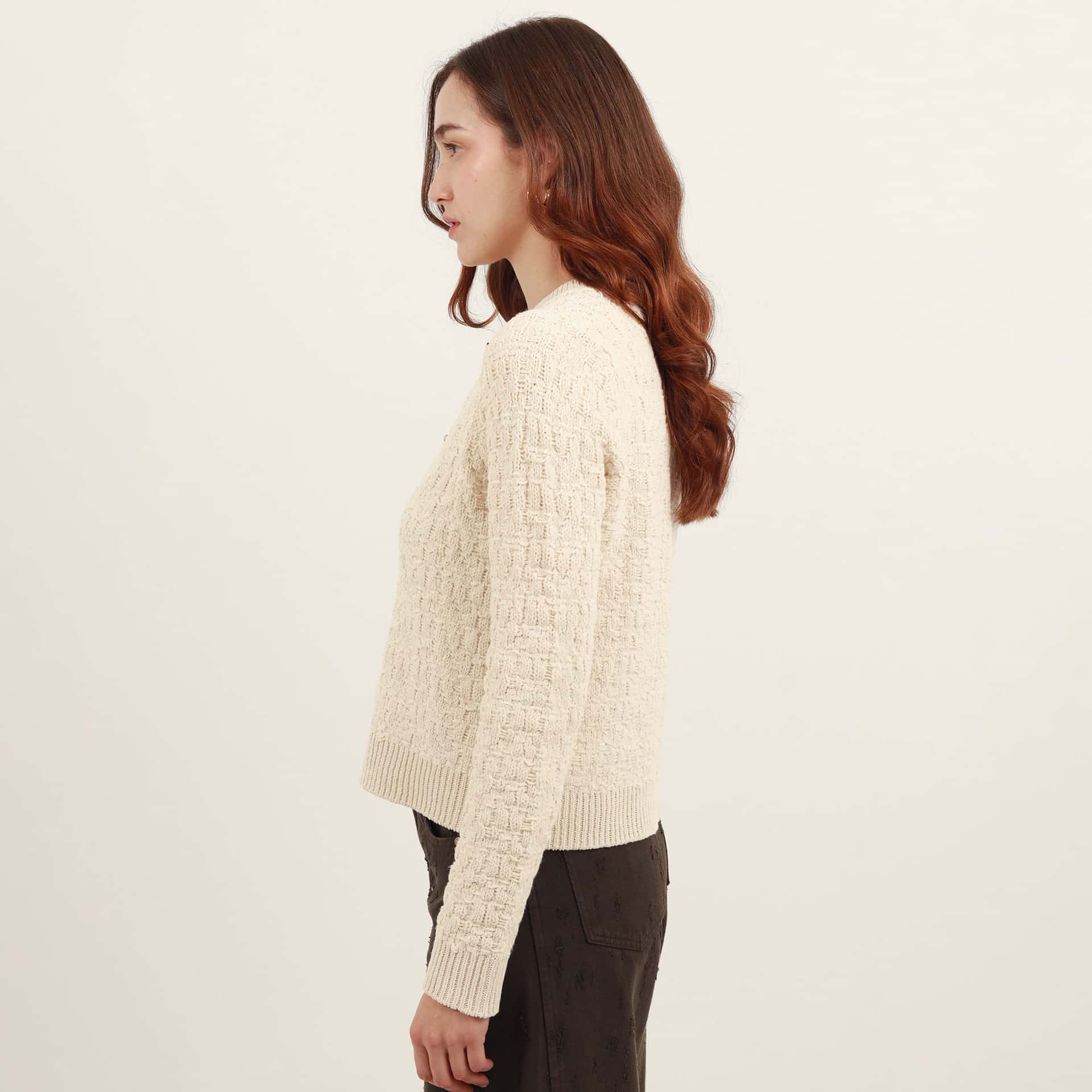 Sweater cardigan cuello redondo manga larga con botones - miniatura 3