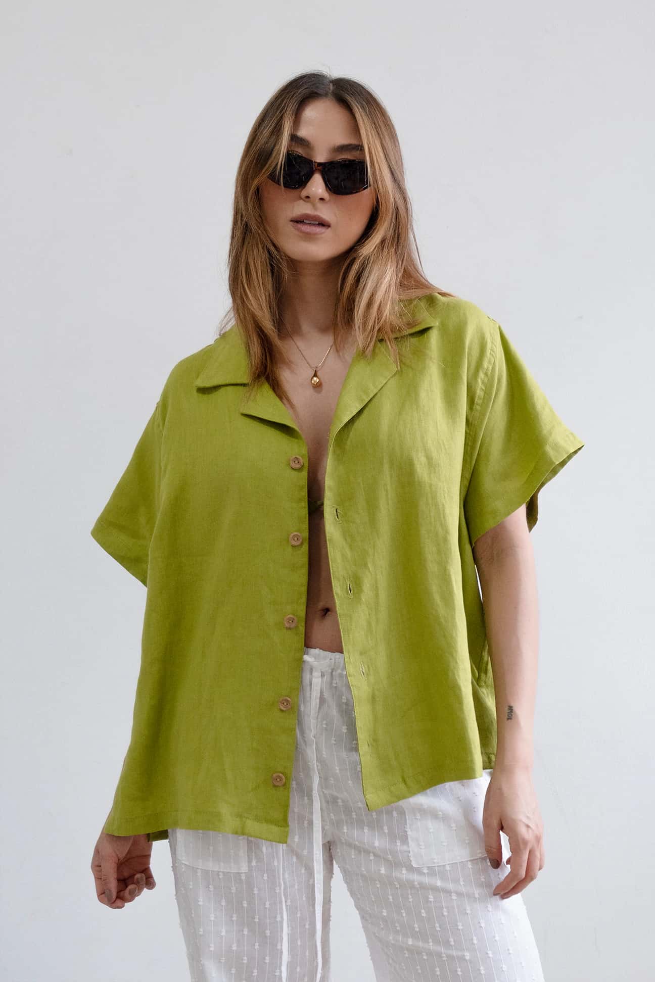 Camisa Isla de lino | Verde