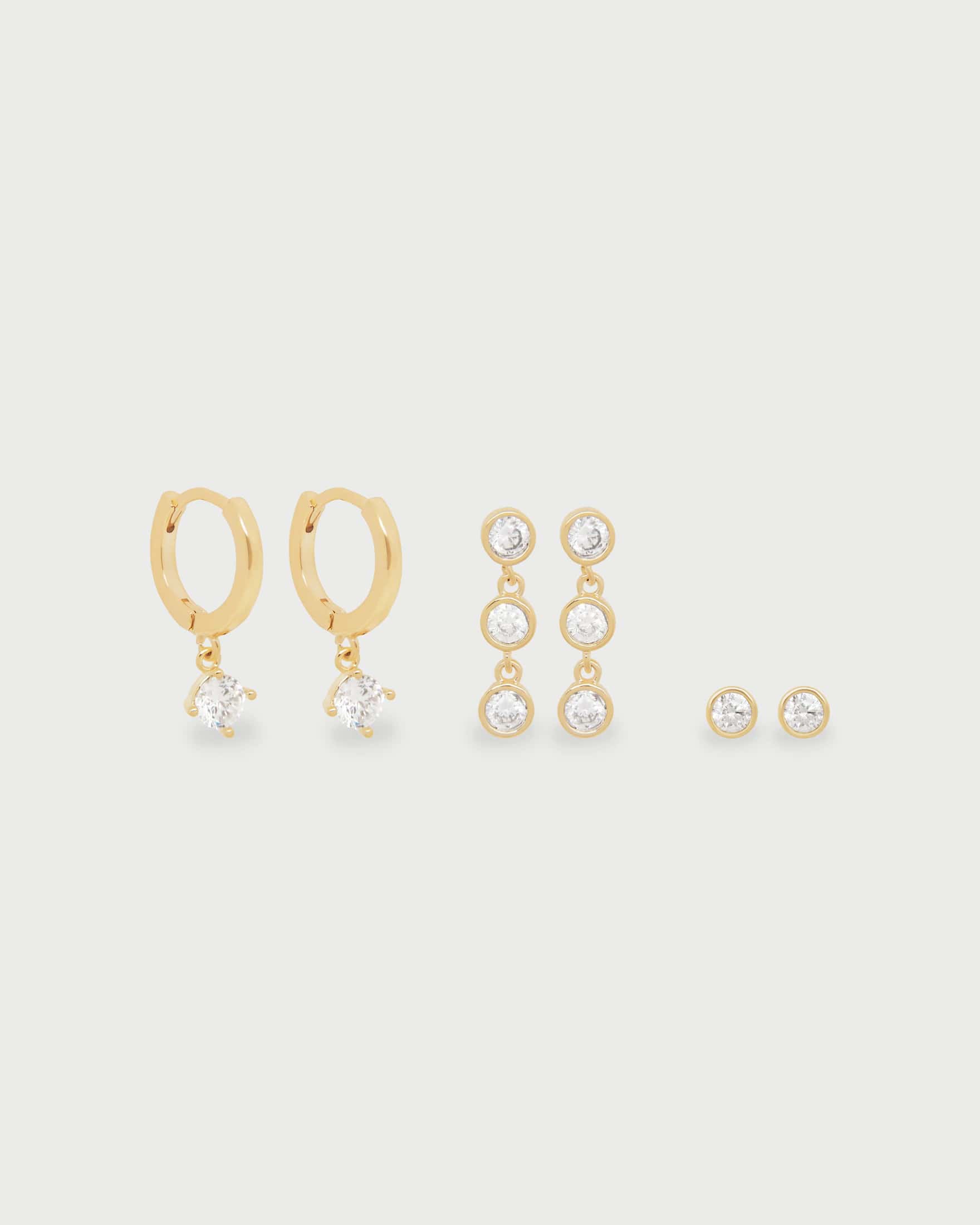 Set de Aretes Solitarios Brillo