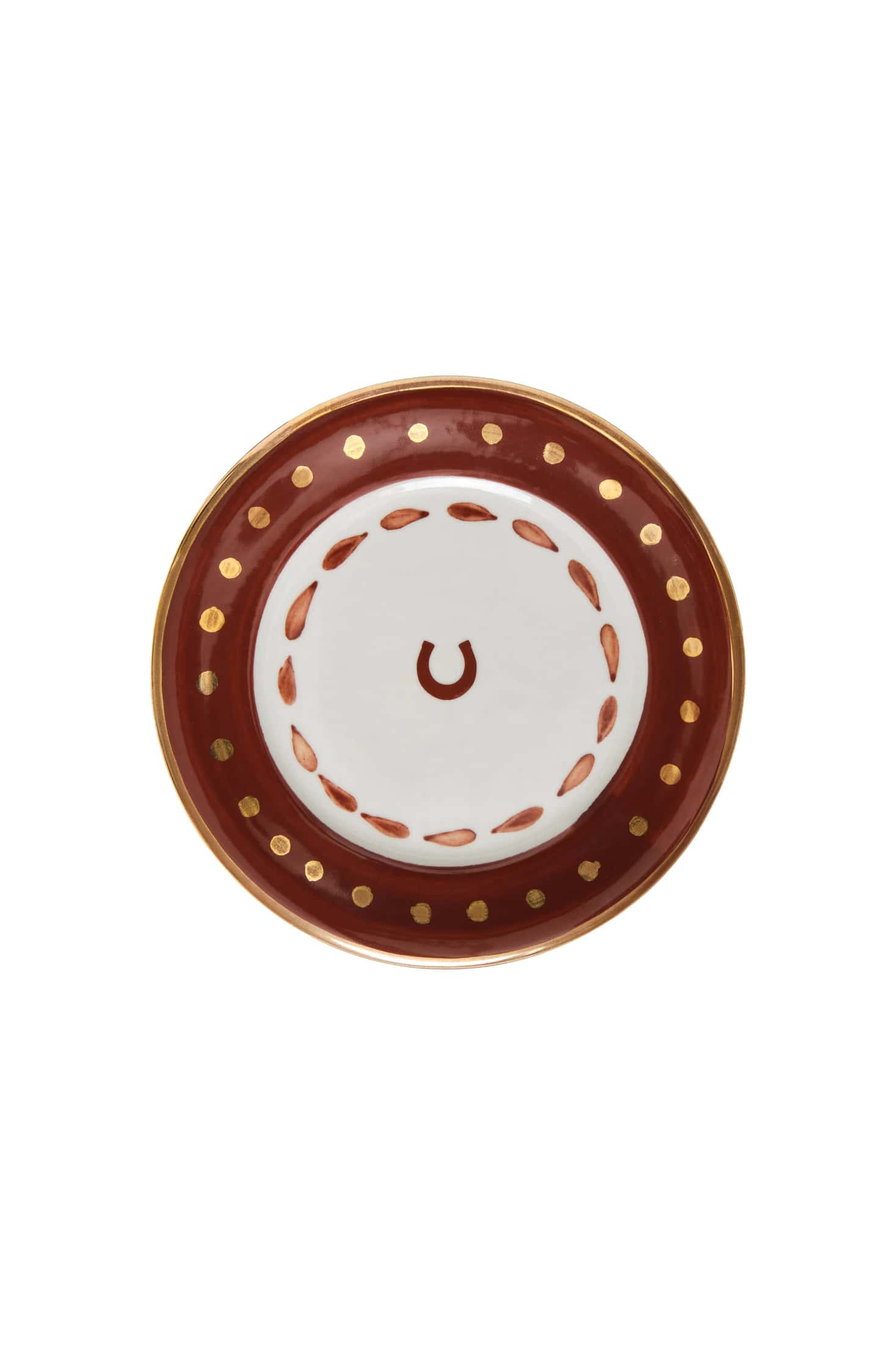 Horseshoe Salad Plate / Chocolate & Gold
