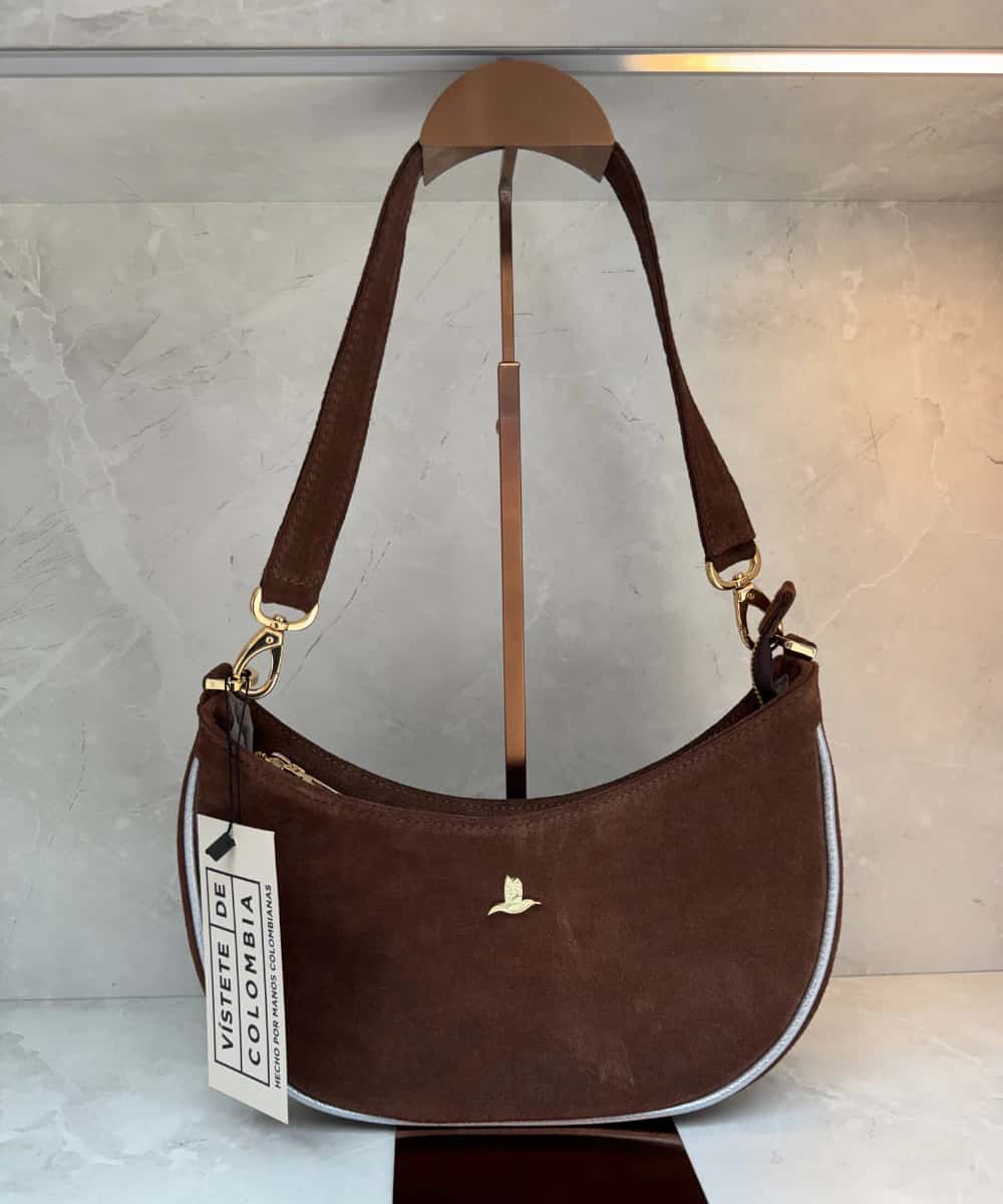 Bolso Hobo Café Brownie en Cuero Ante