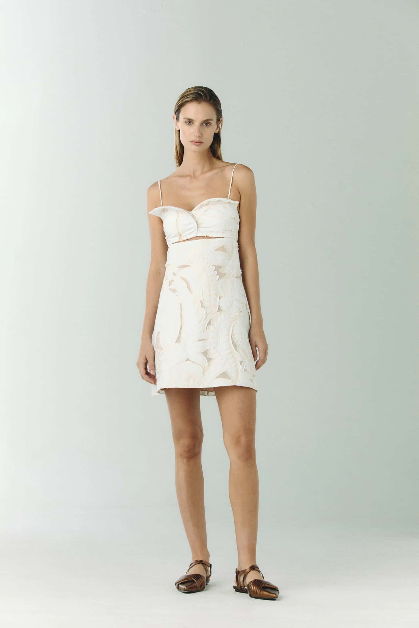 Victoria Jacquard Coupe Mini Dress / Ecru