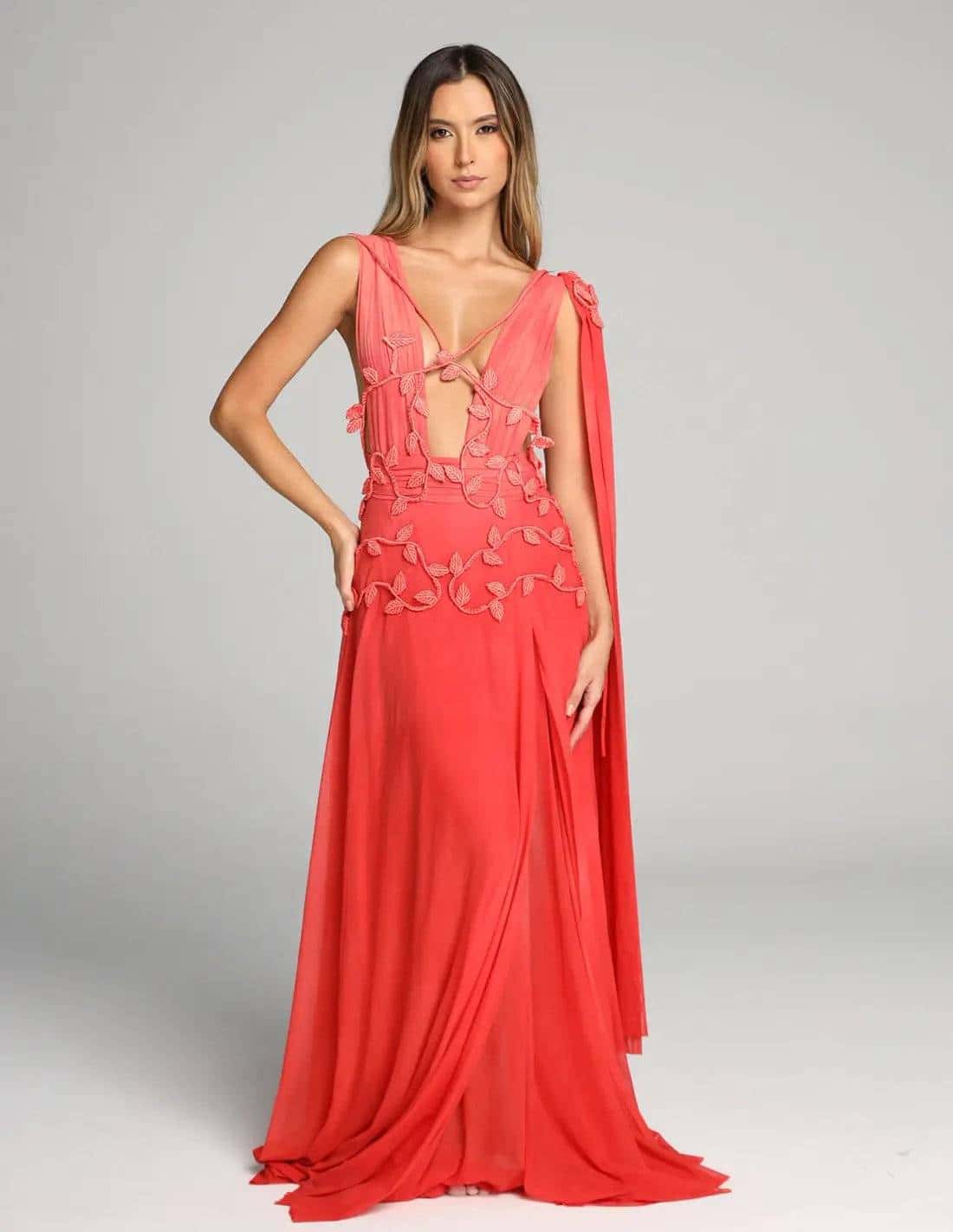 Vestido Copernico Salmon Flower