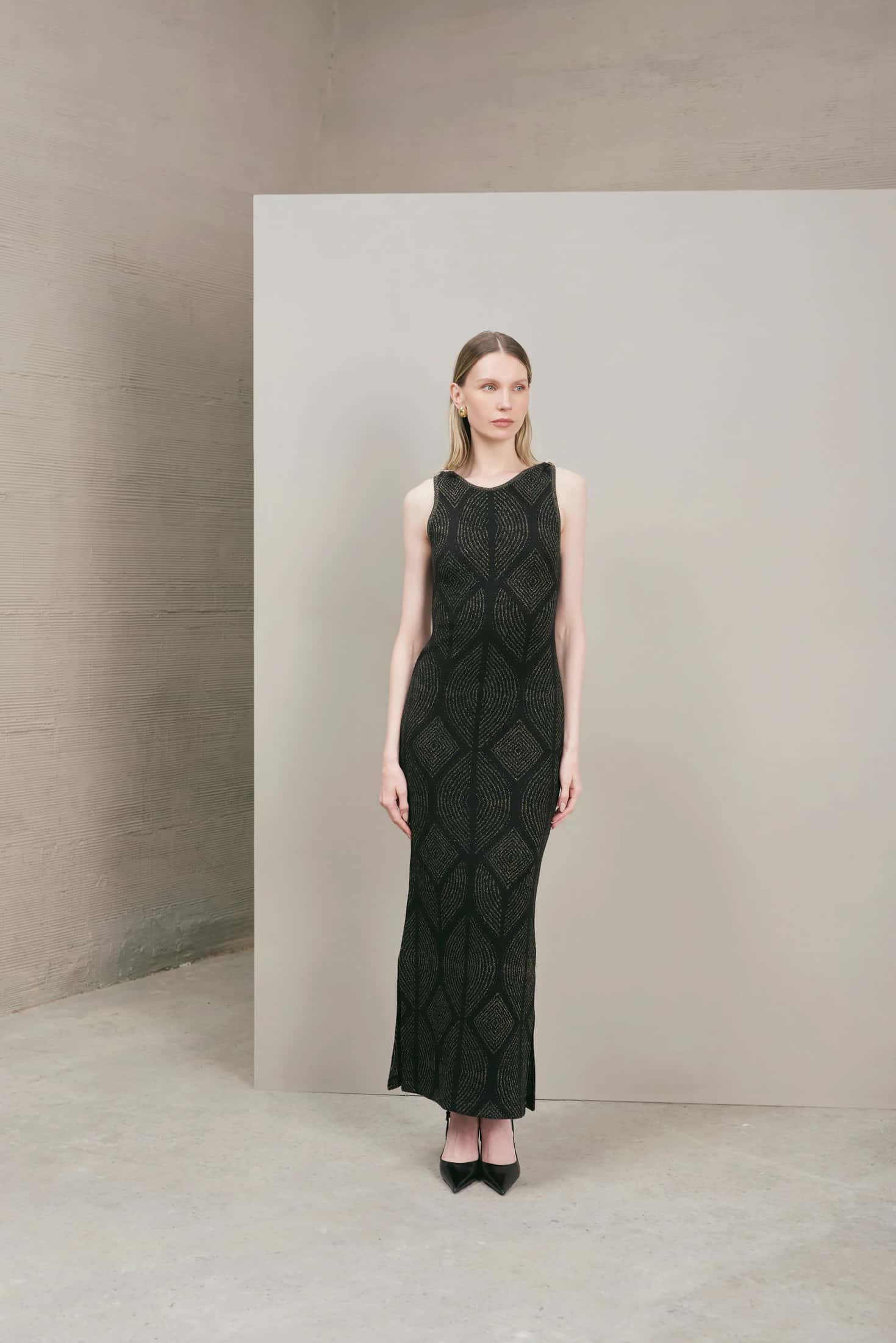 Vestido Atenea Negro-Dorado