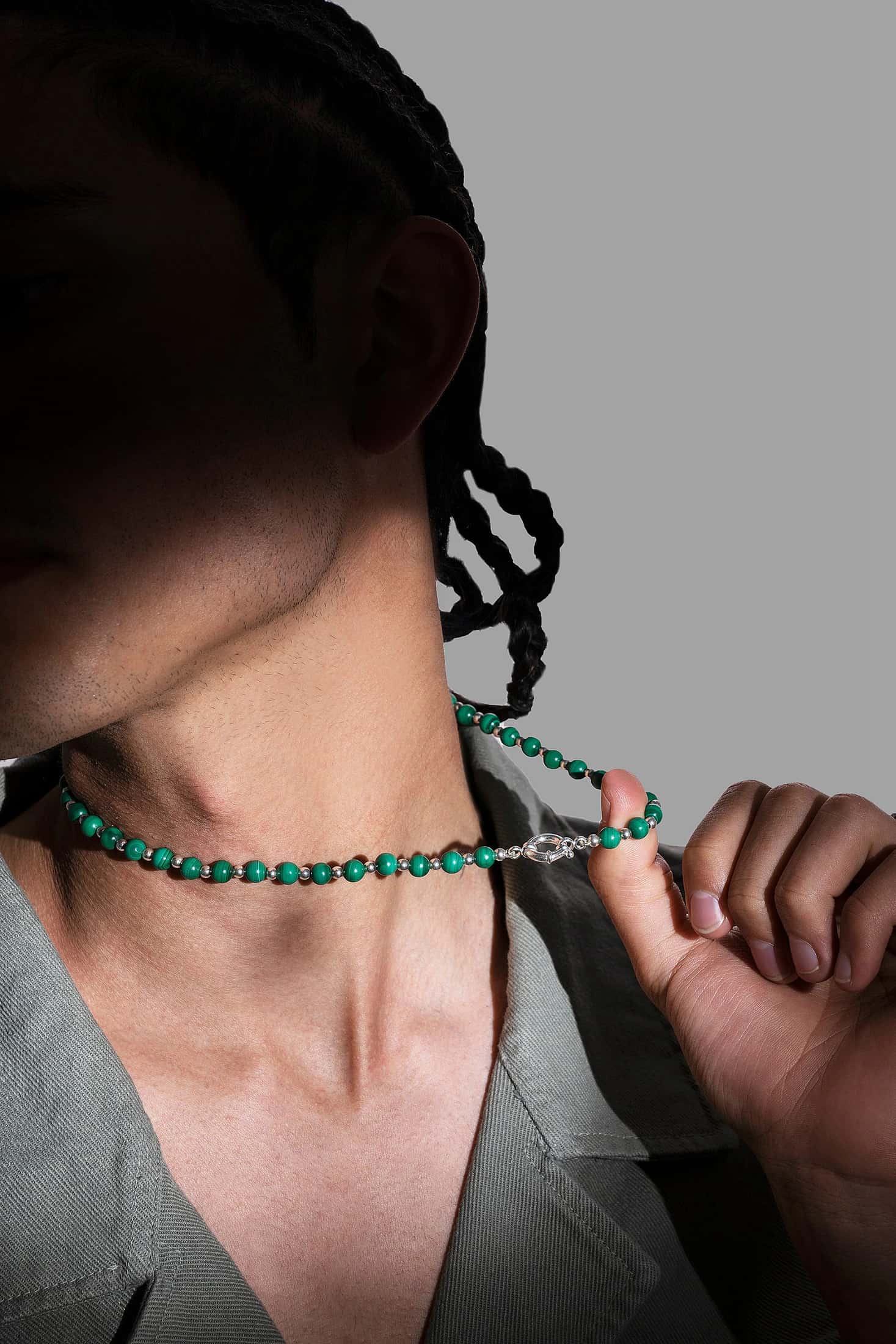 MALAQA NECKLACE | COLLAR DE MALAQUITA CON BALINES EN PLATA LEY 925 - miniatura 2