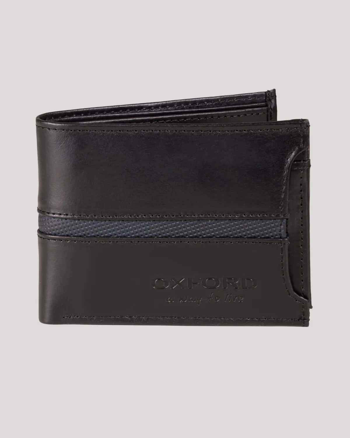 Billetera negra en cuero para hombre