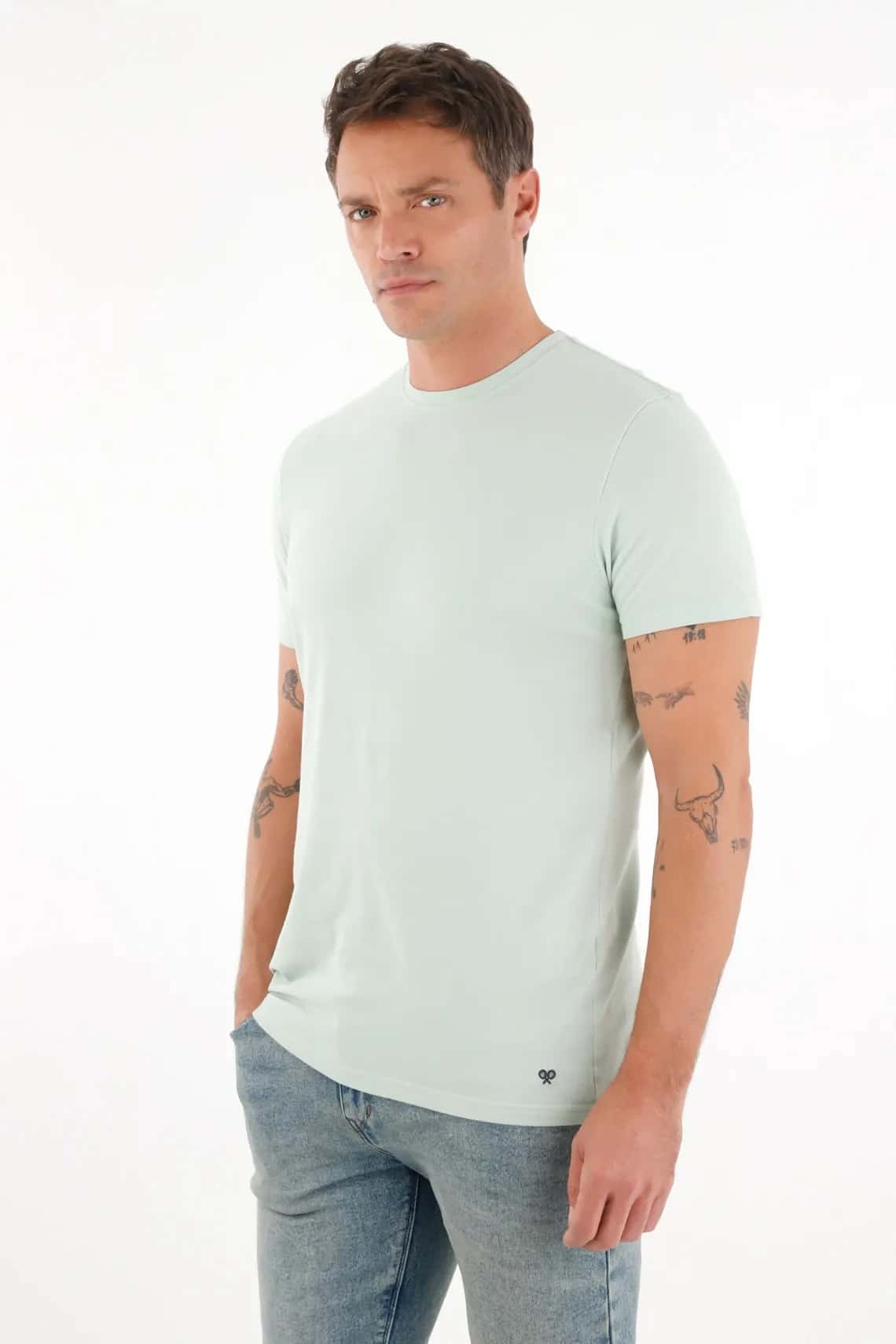 Camiseta de cuello redondo con acabado mate para hombre