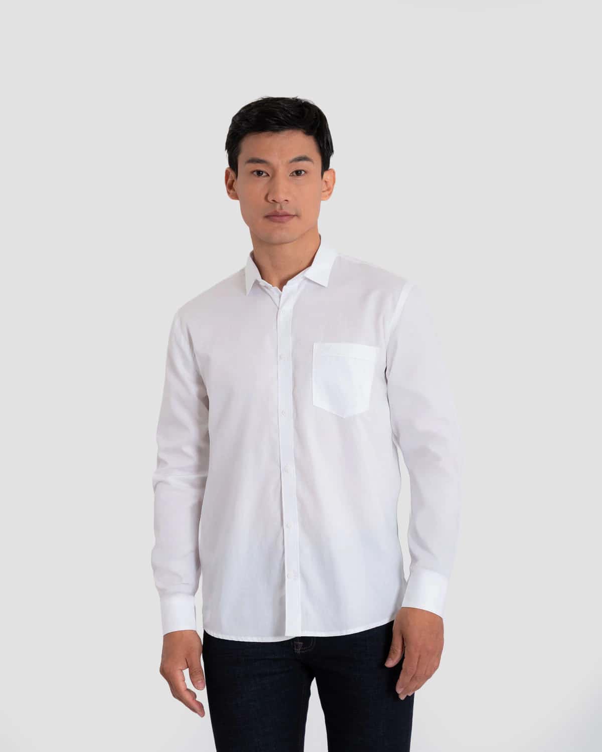 Camisa blanca manga larga para hombre