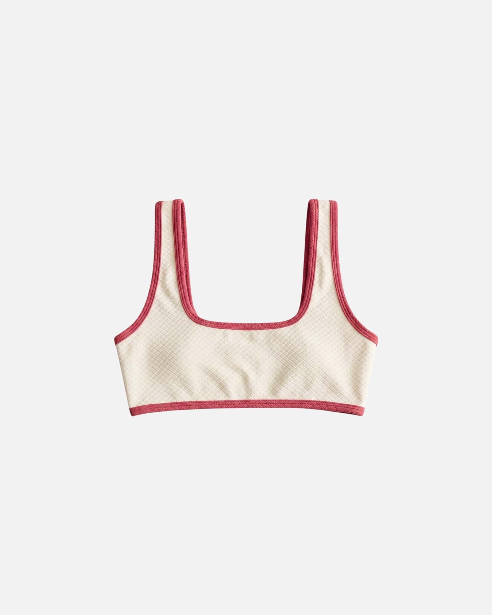 Bikini top clásico con ribete en contraste / Marfil Rosa - miniatura 1