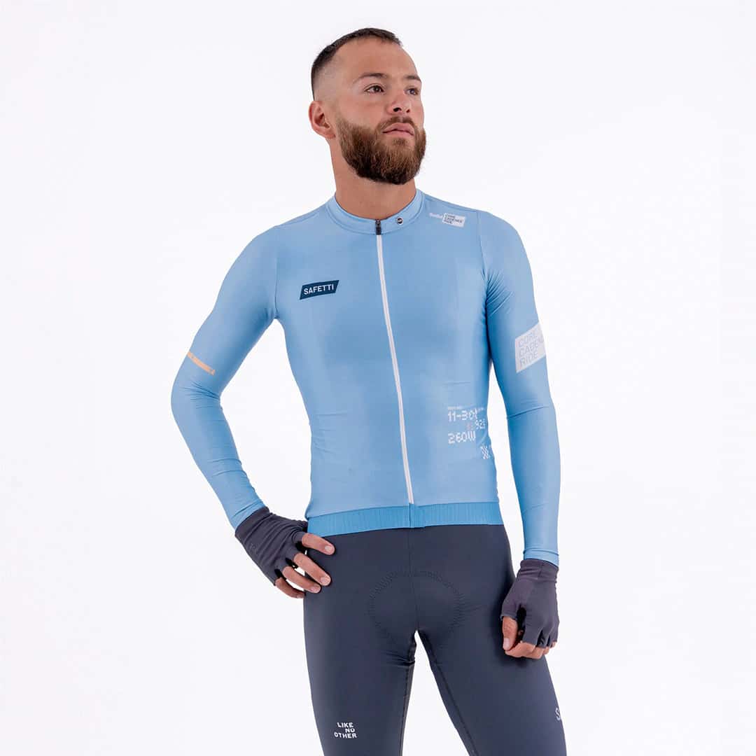 CAMISA CICLISMO MANGA LARGA SOLID BLUE AURA PARA HOMBRE