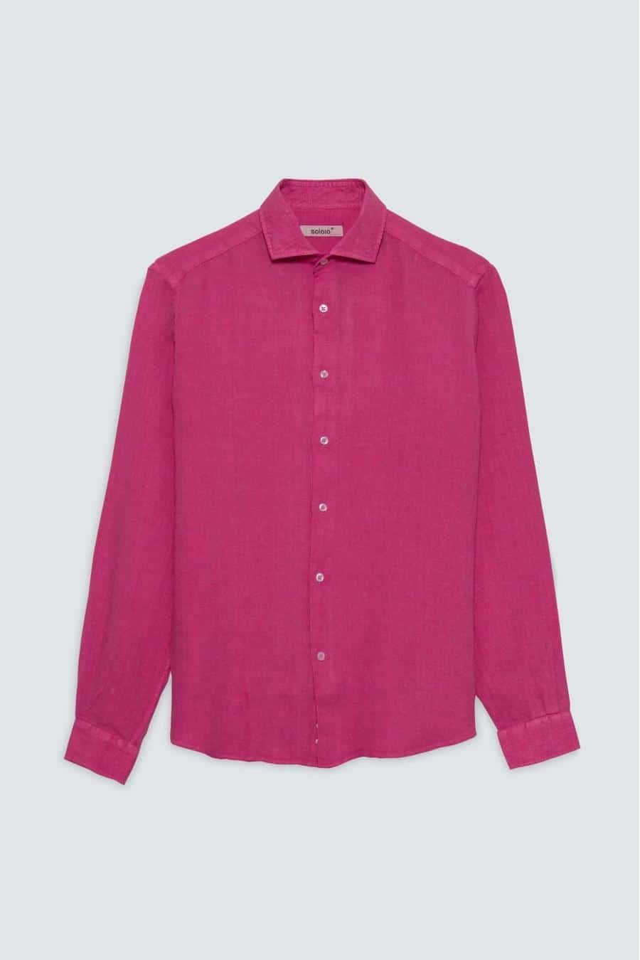 Men's linen shirt fuxia gin basic
