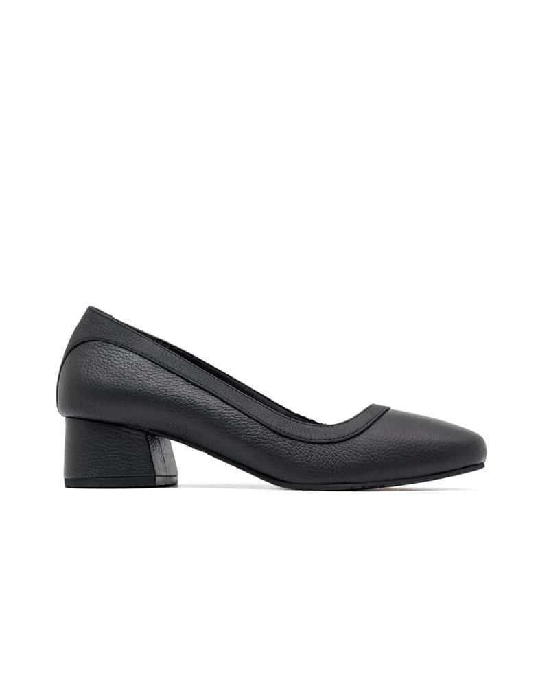 Zapato cerrado tacón medio para oficina en cuero REF MTD1691BS