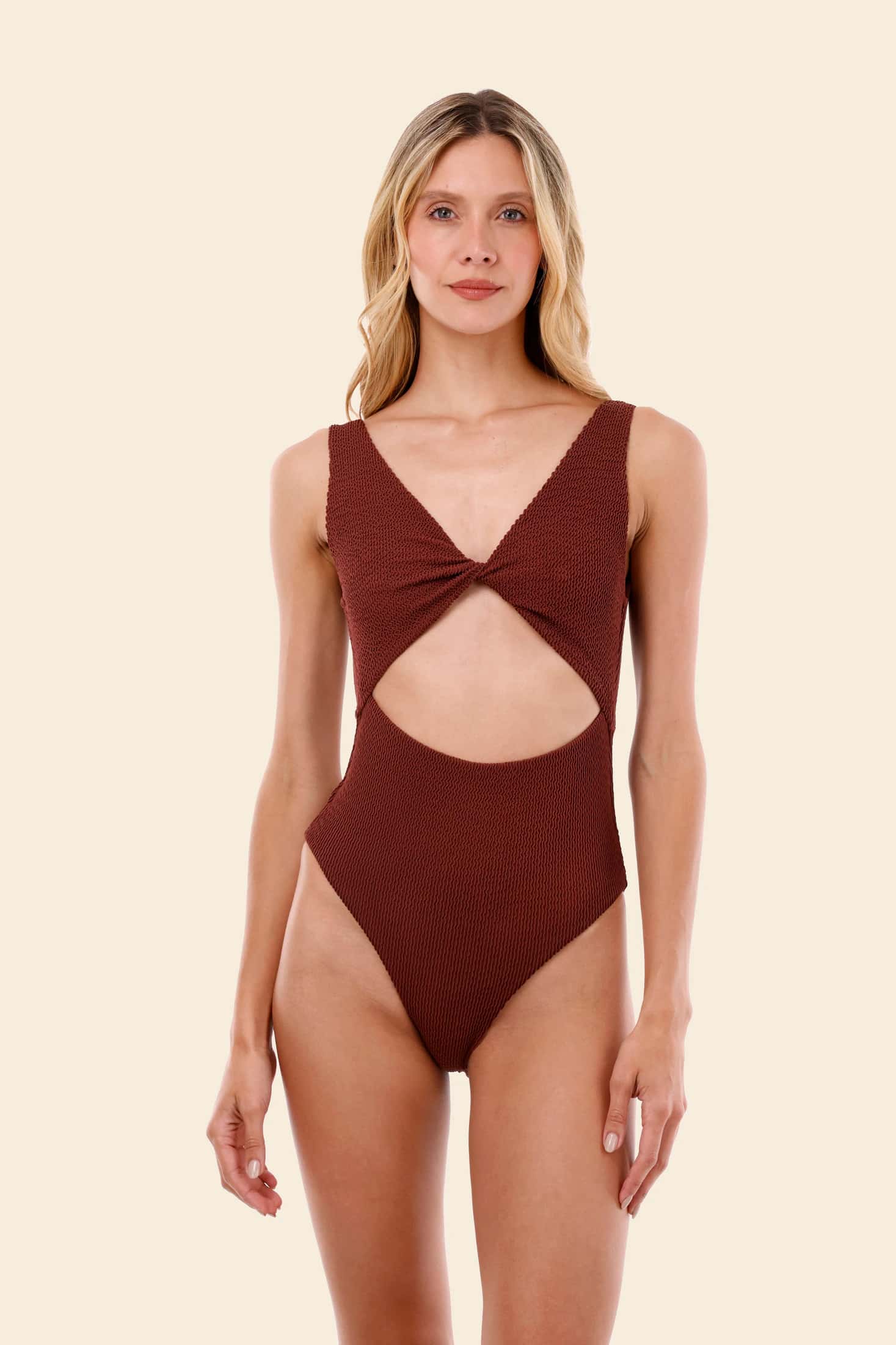 Textured Wave Barn Red Twix One Piece