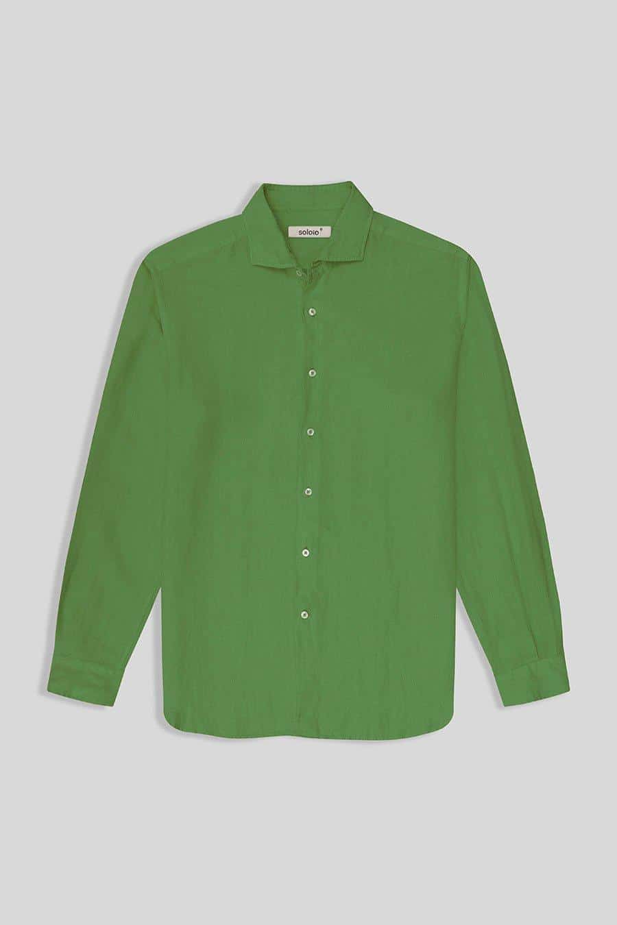 Men's linen shirt apple green basic