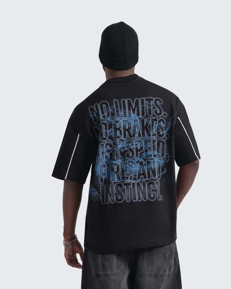 Camiseta Negra Oversize Thunder Racing - miniatura 3