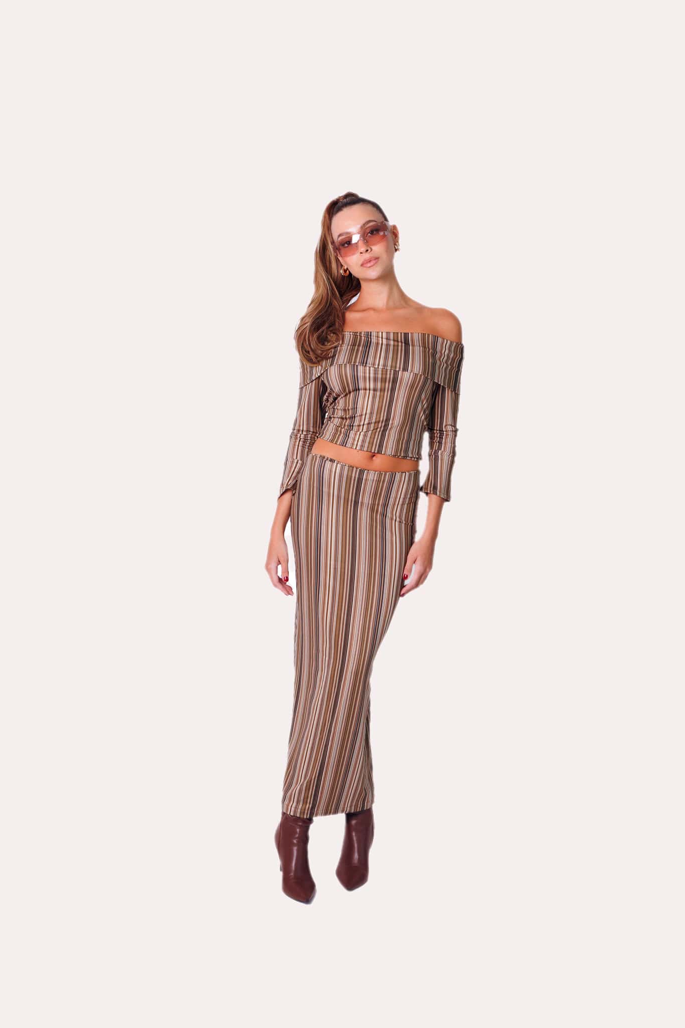Off Shoulder Top In Desert Burn