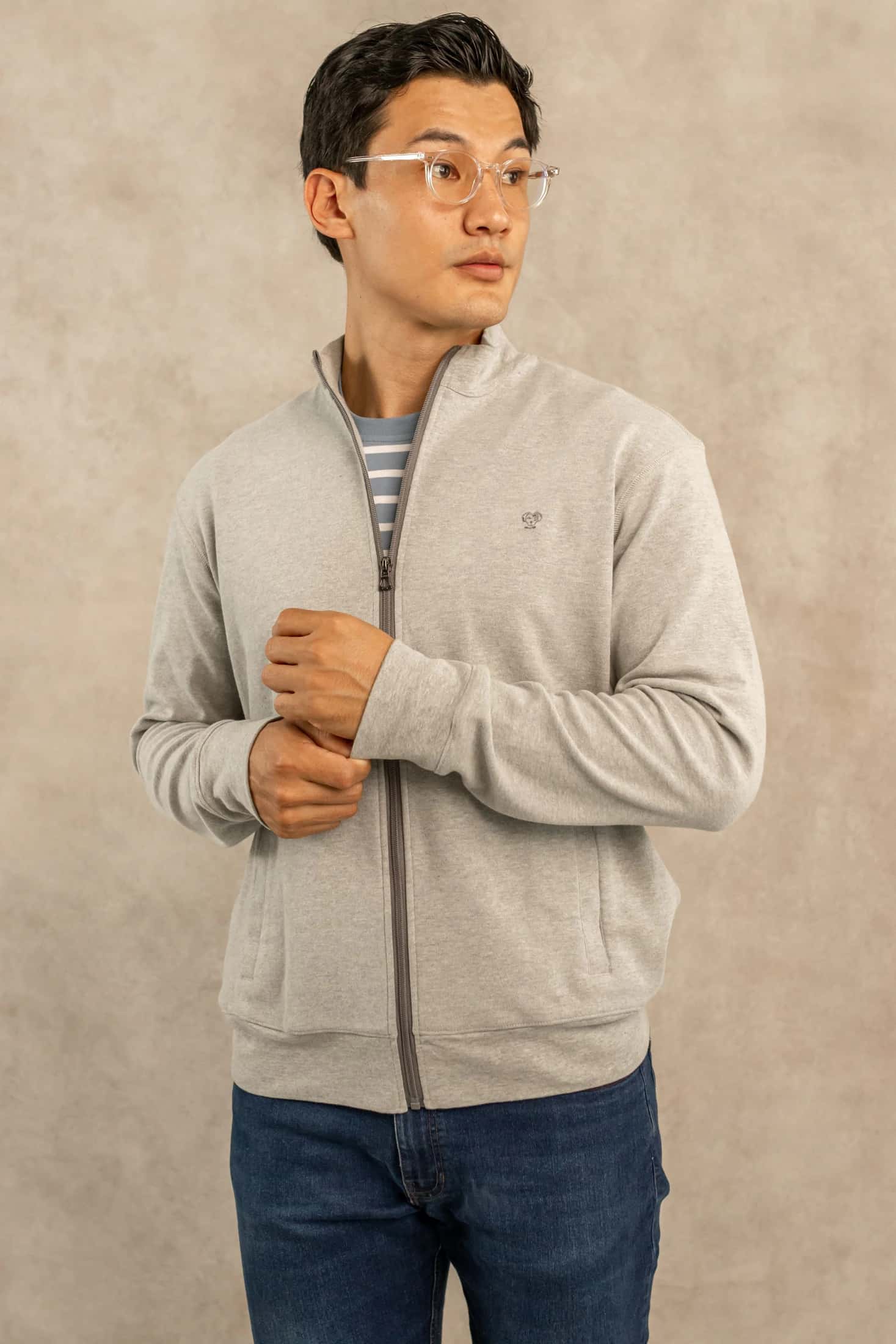 Full-Zip Antimanchas Gris Jaspe