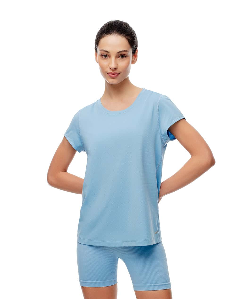 Camiseta deportiva secado rápido azul mujer