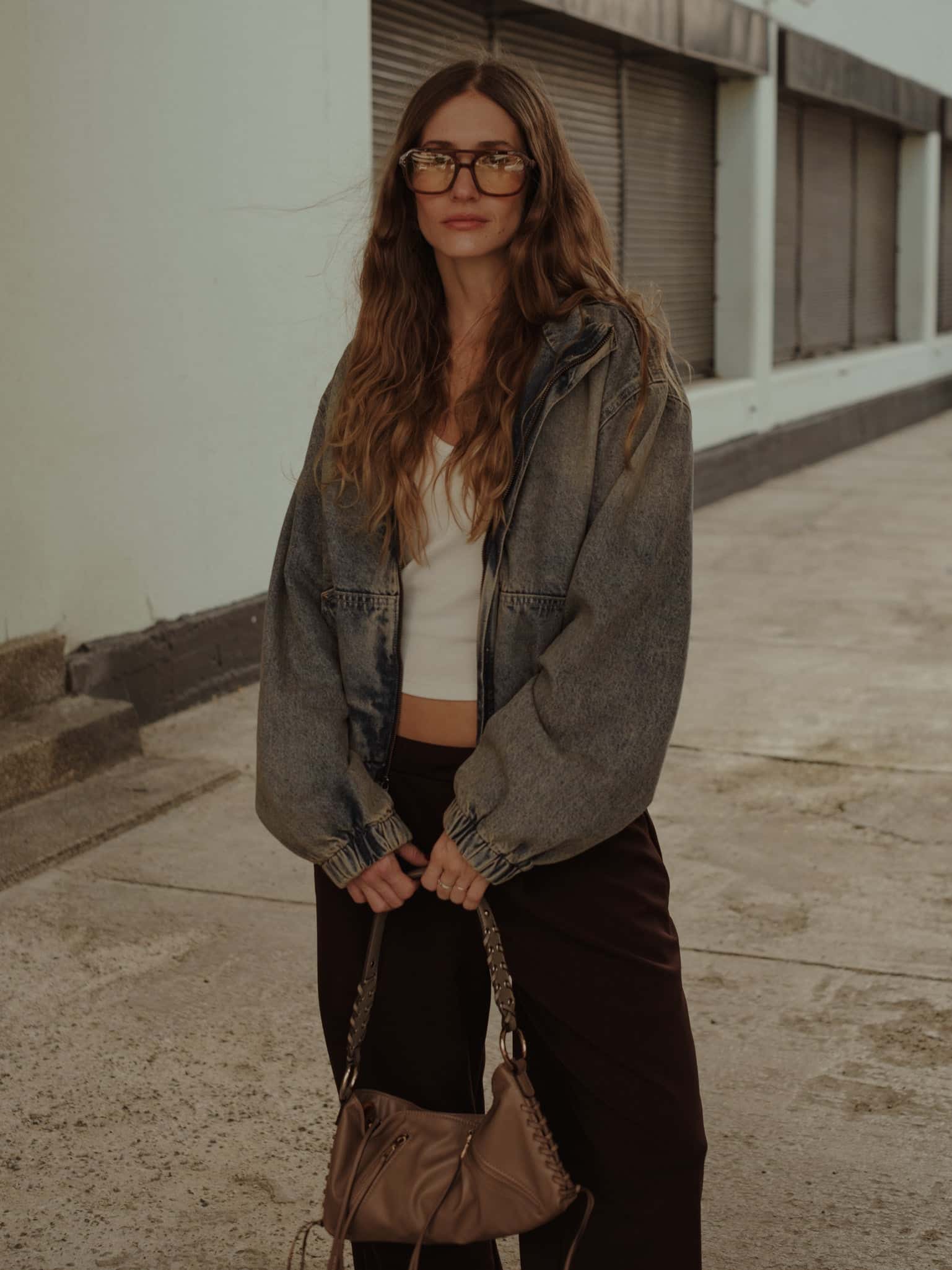 DENIM BOMBER JACKET - SUNBLEACHED