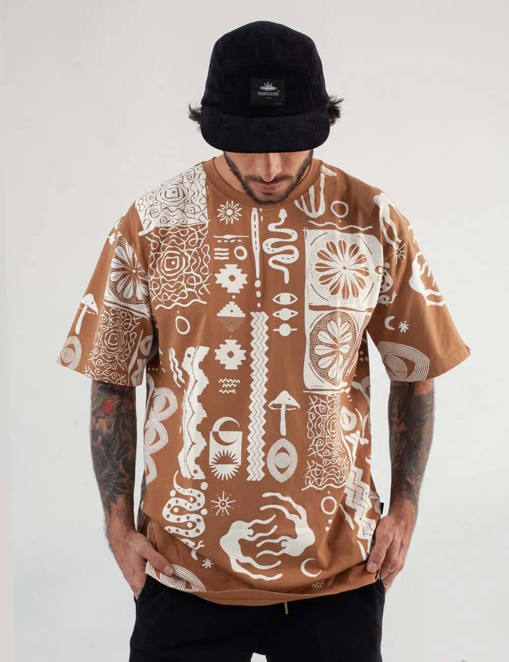 Camiseta Oversize Vurú tabaco para Hombre