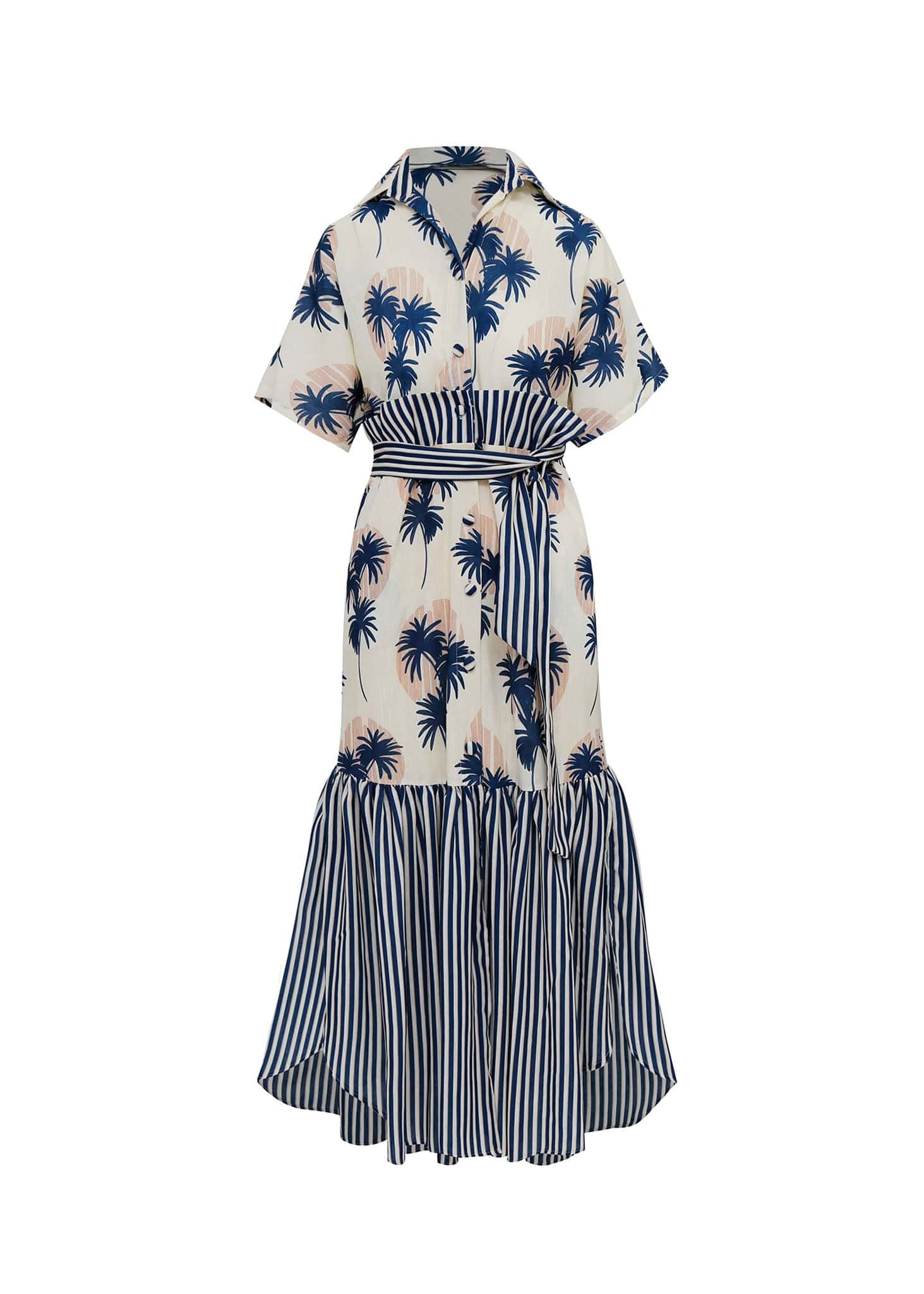 Vestido camisero de palmeras