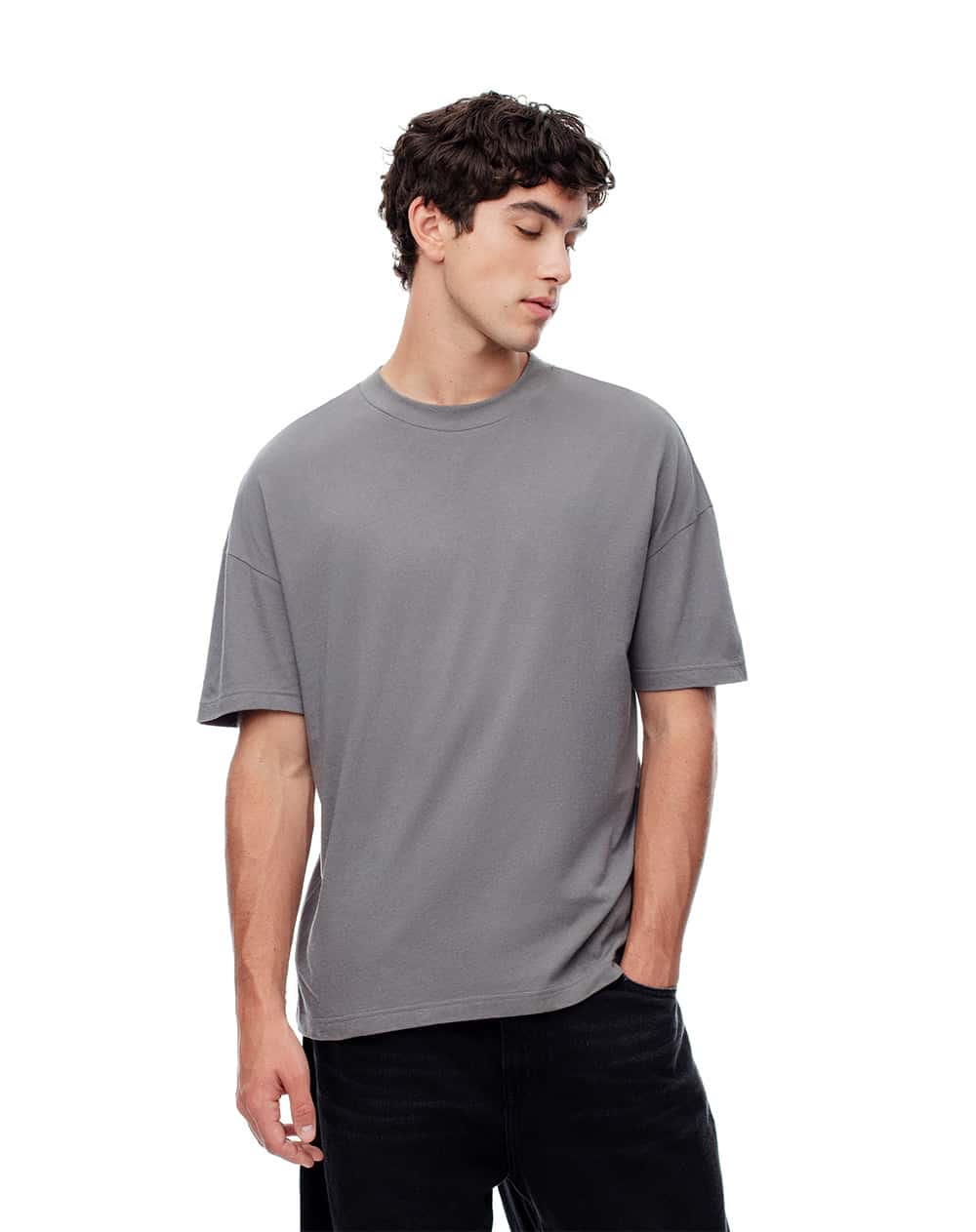 Camiseta regular algodón gris hombre